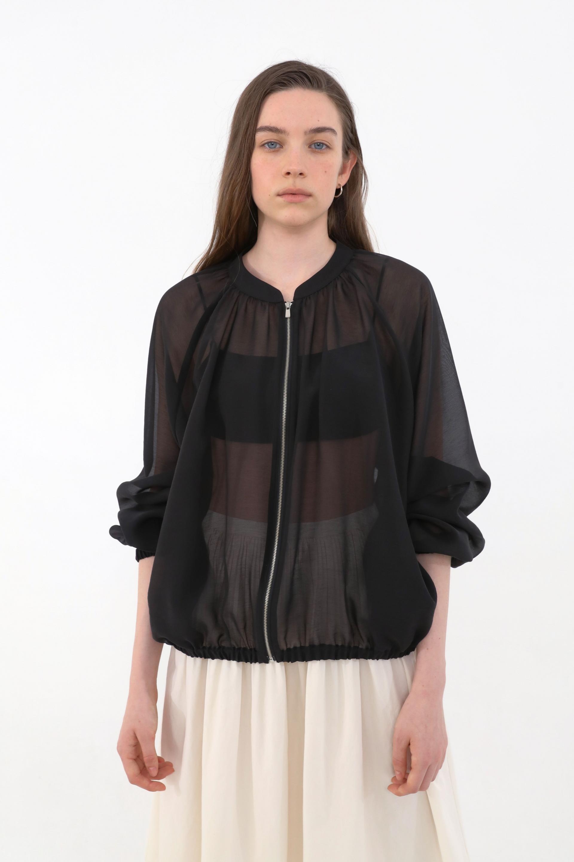 Brill Sheer Shirring Jumper [Black]