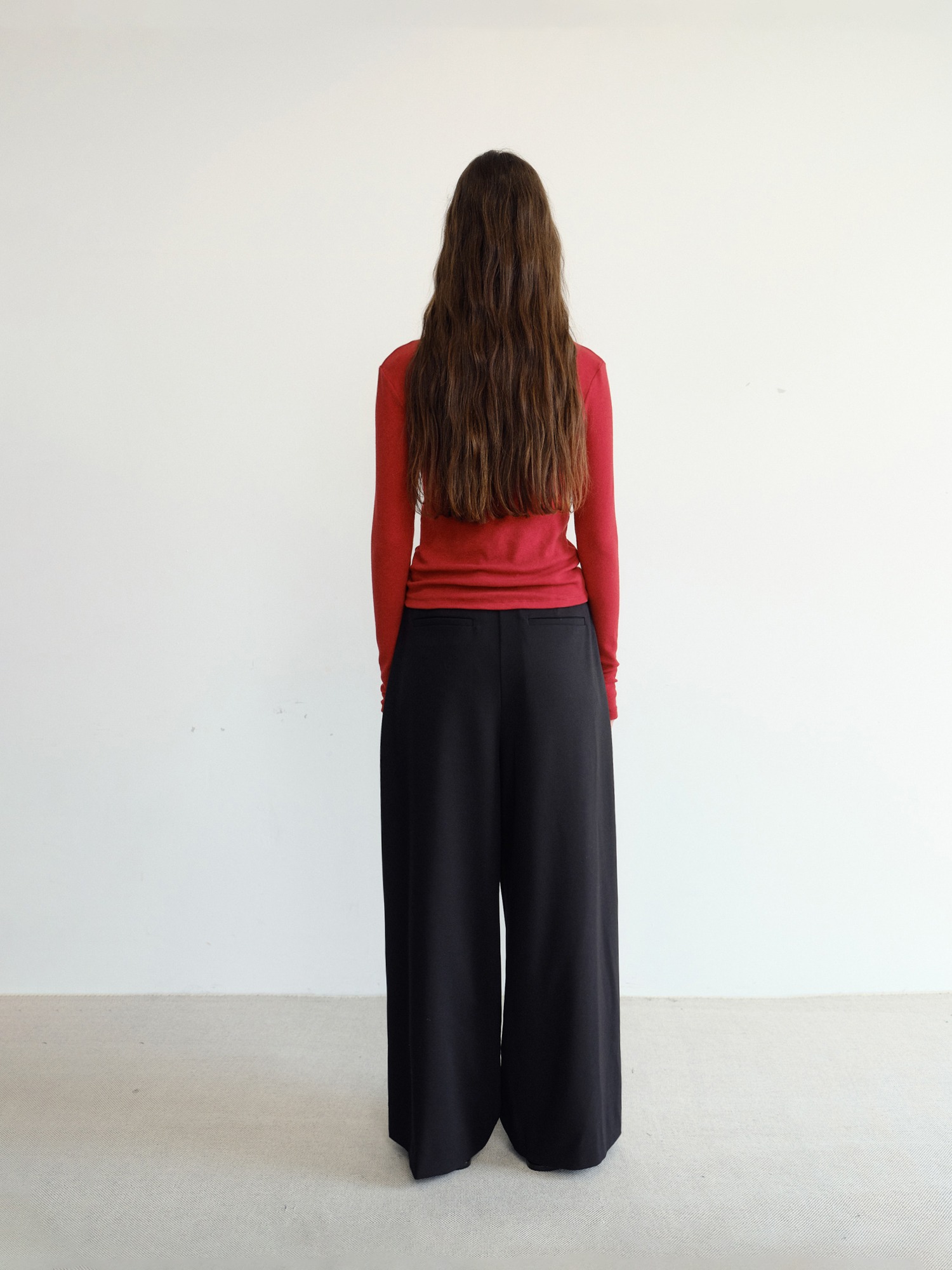Grove Wool Wide Slacks [Black]