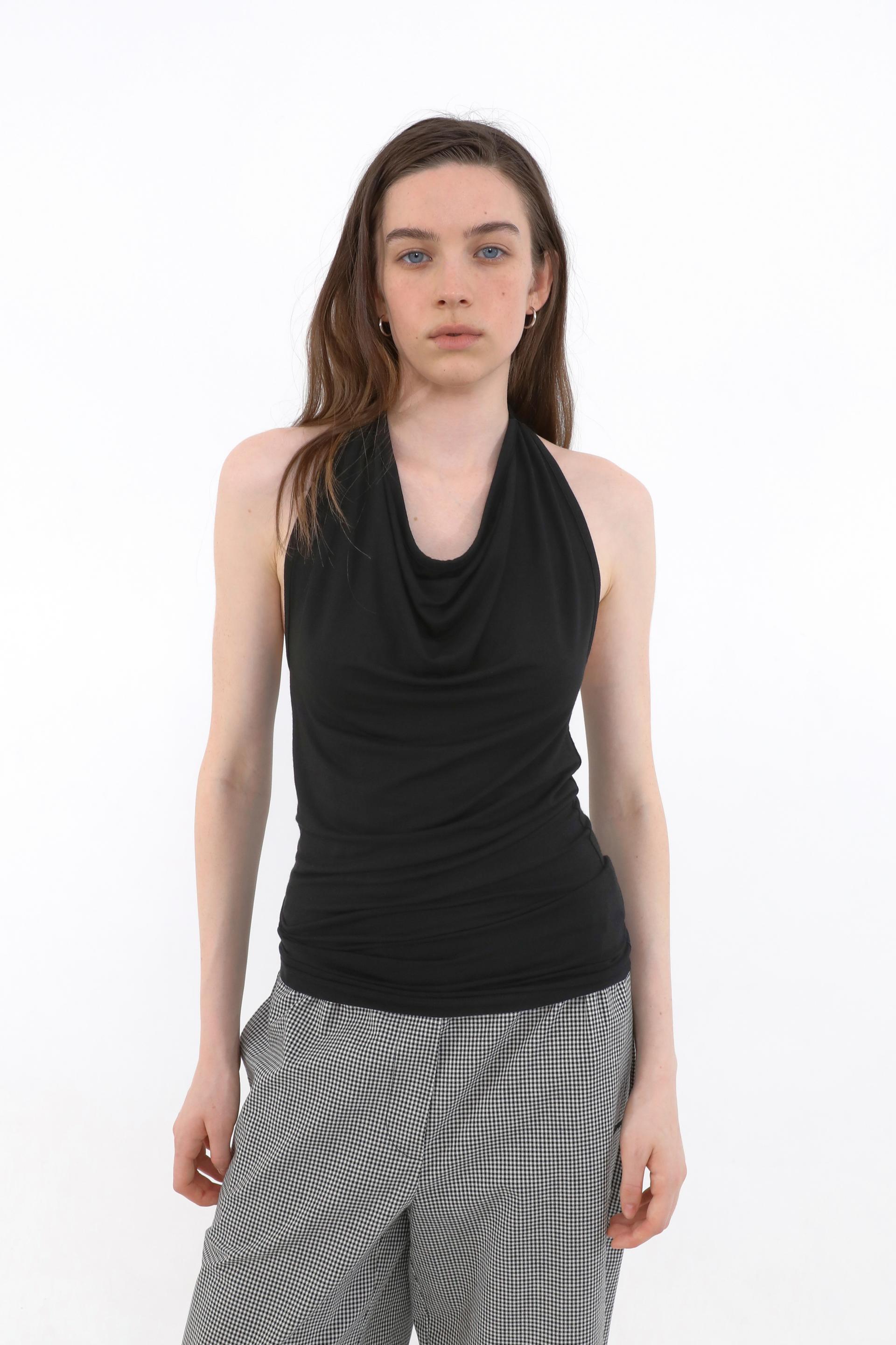 Draped Halterneck Sleeveless [Black]