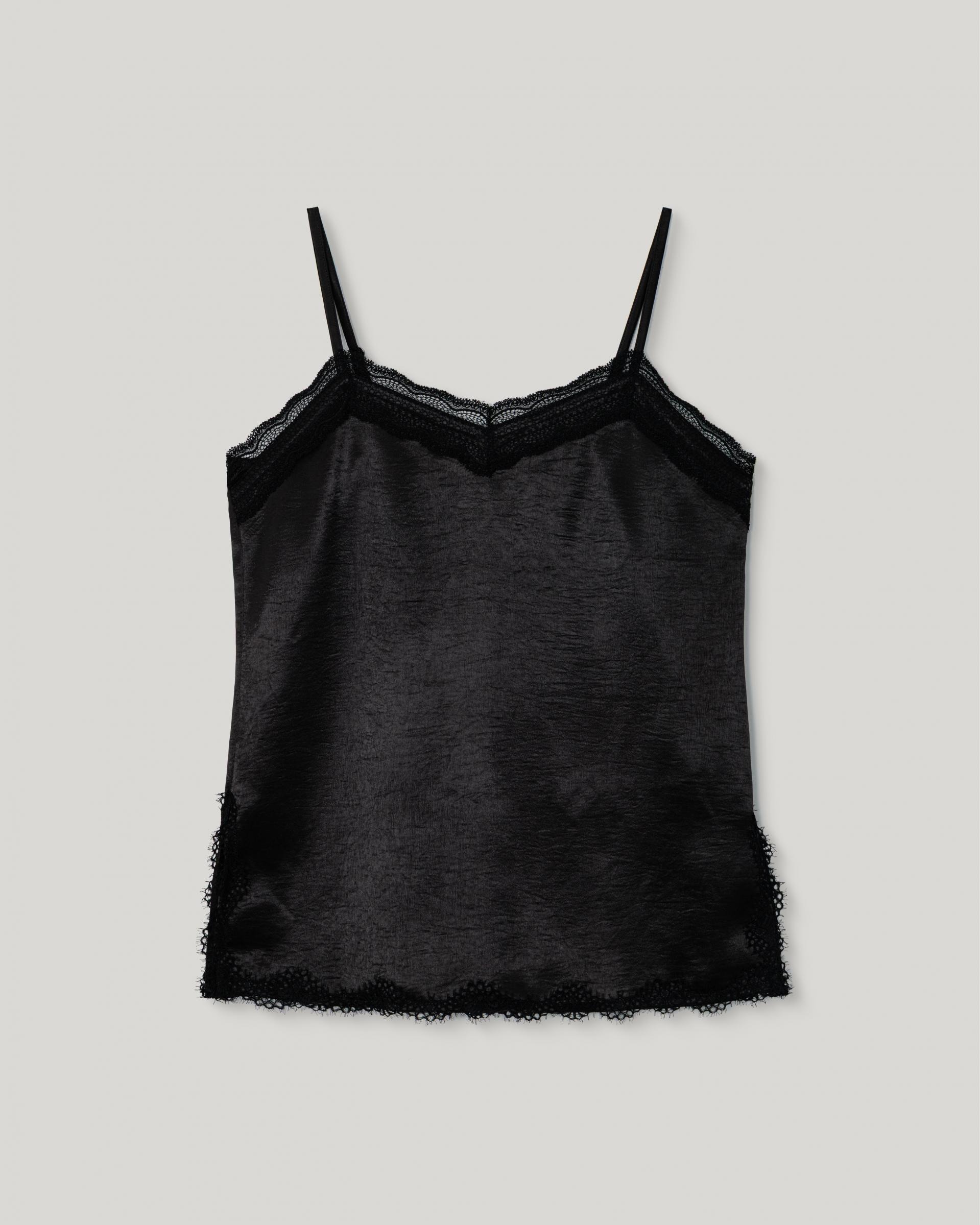 Lace Satin Slip Camisole [Black]