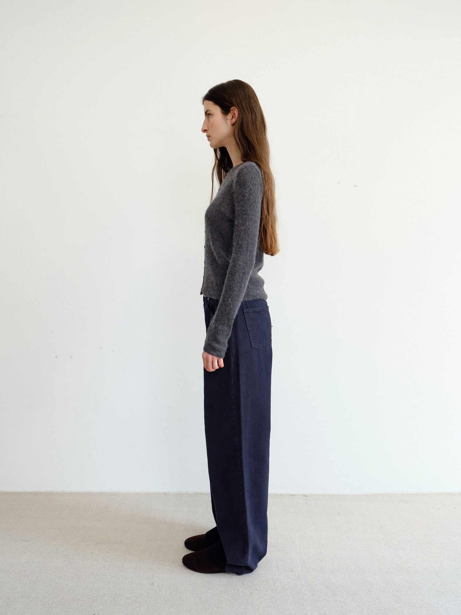 Elio Wool Knit Cardigan [Charcoal]