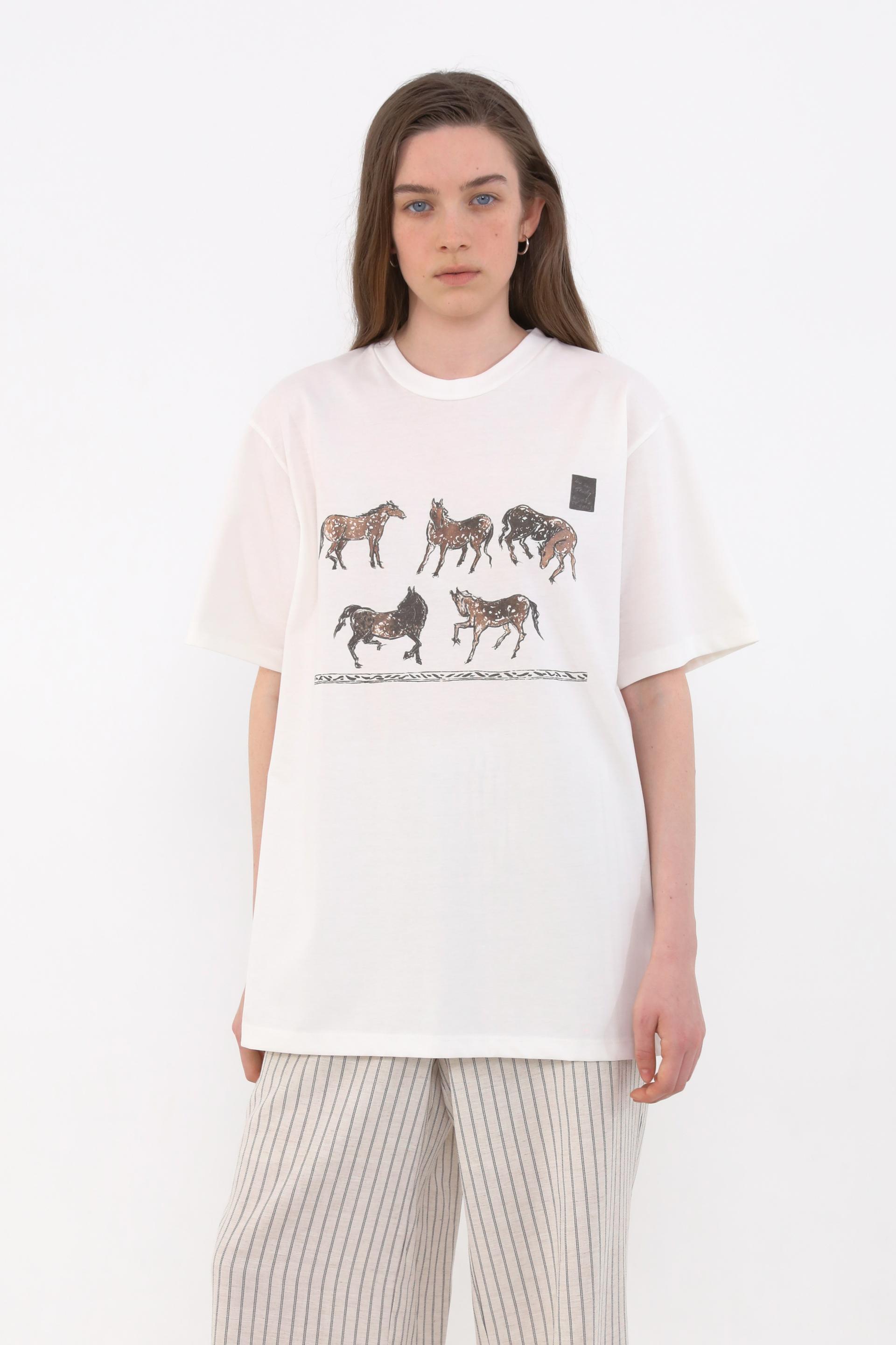 Carla X Horse Drawing T-Shirt [Ivory]