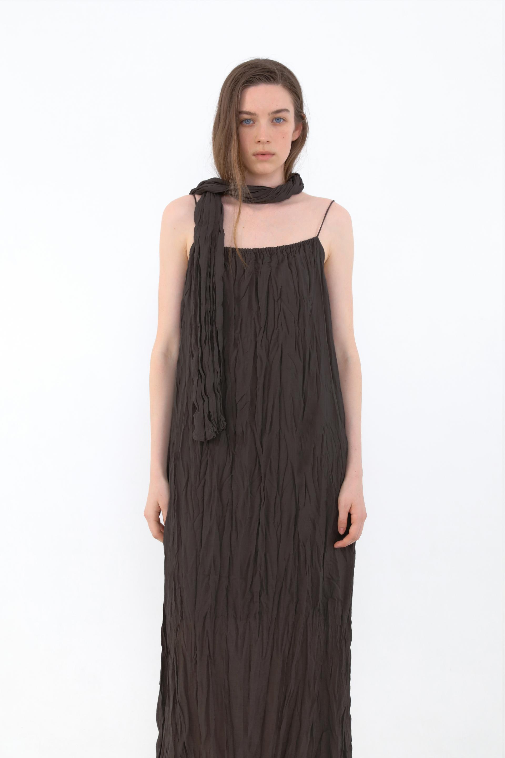 Maren Twist Scarf Dress [Brown]