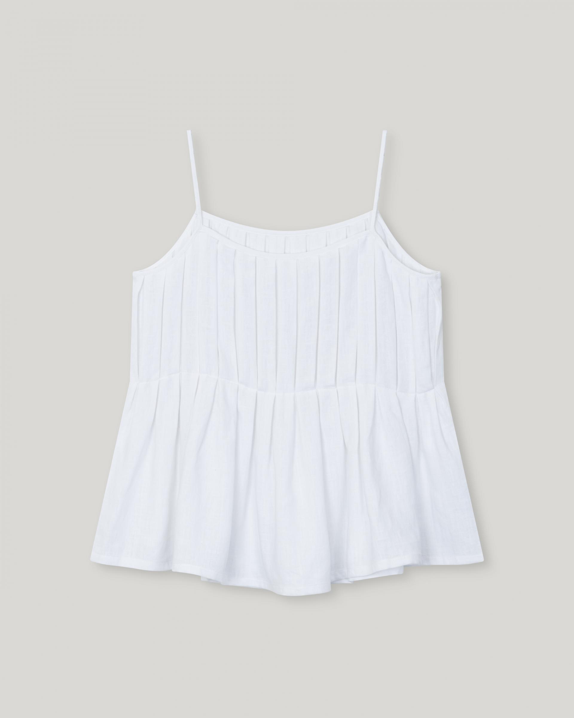 Rosy Pleated Linen Sleeveless [Ivory]