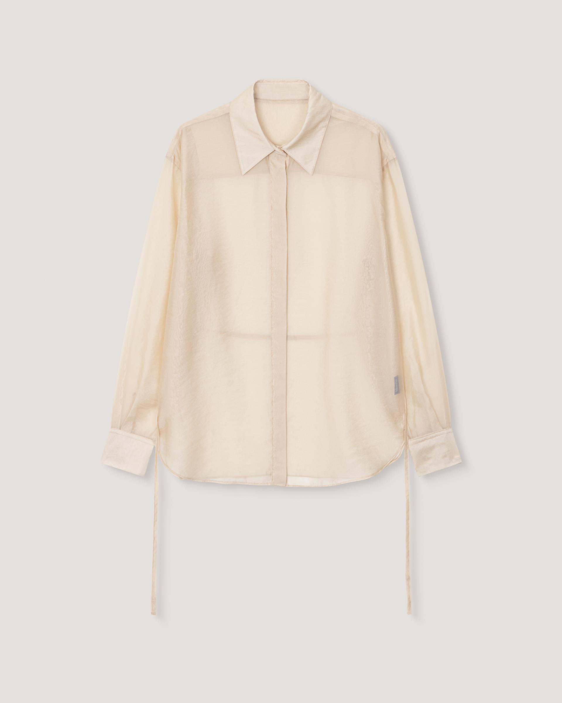 Mare Belted Sheer Blouse [Beige]
