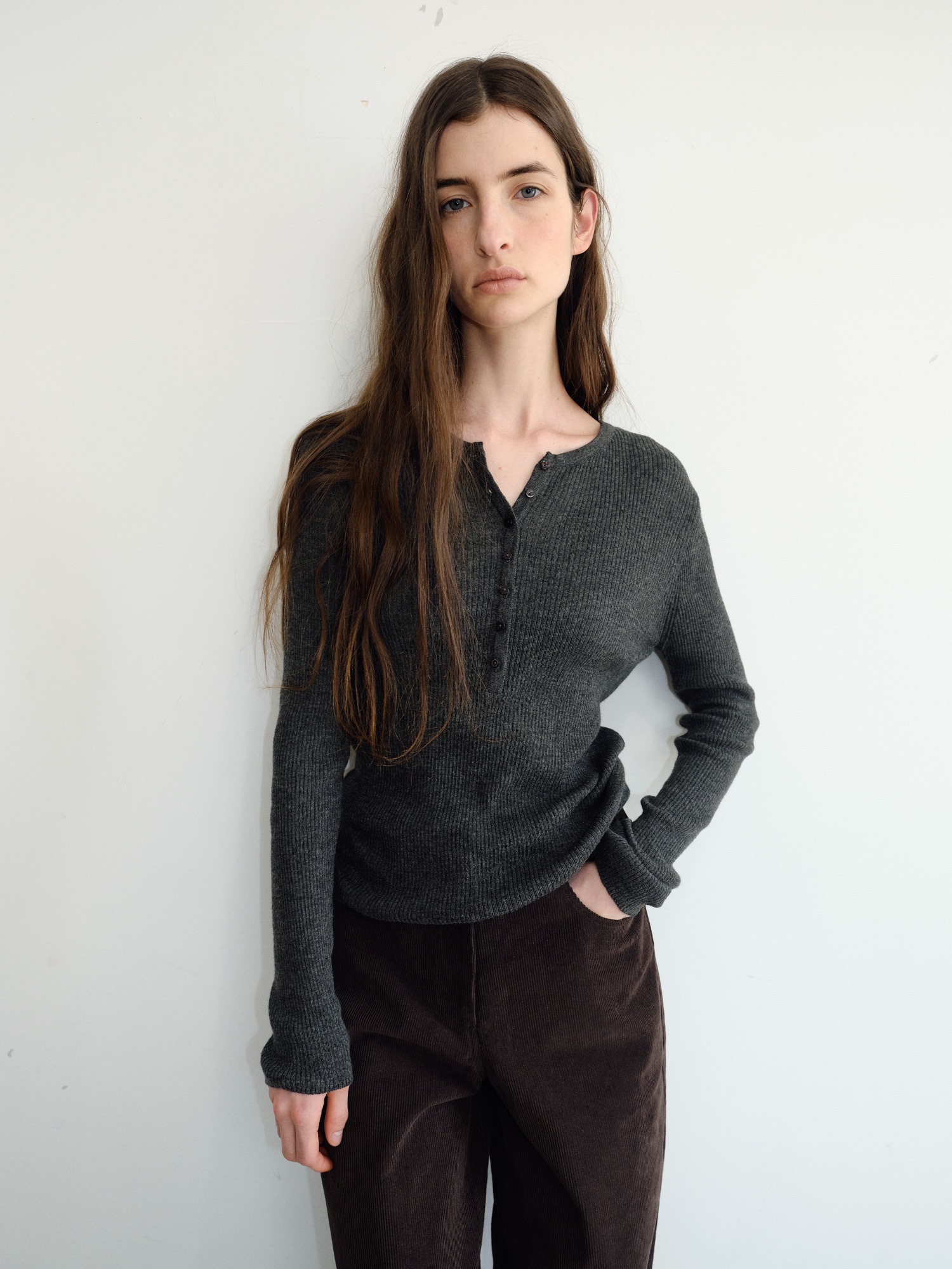Hale Henley Knit [Charcoal]