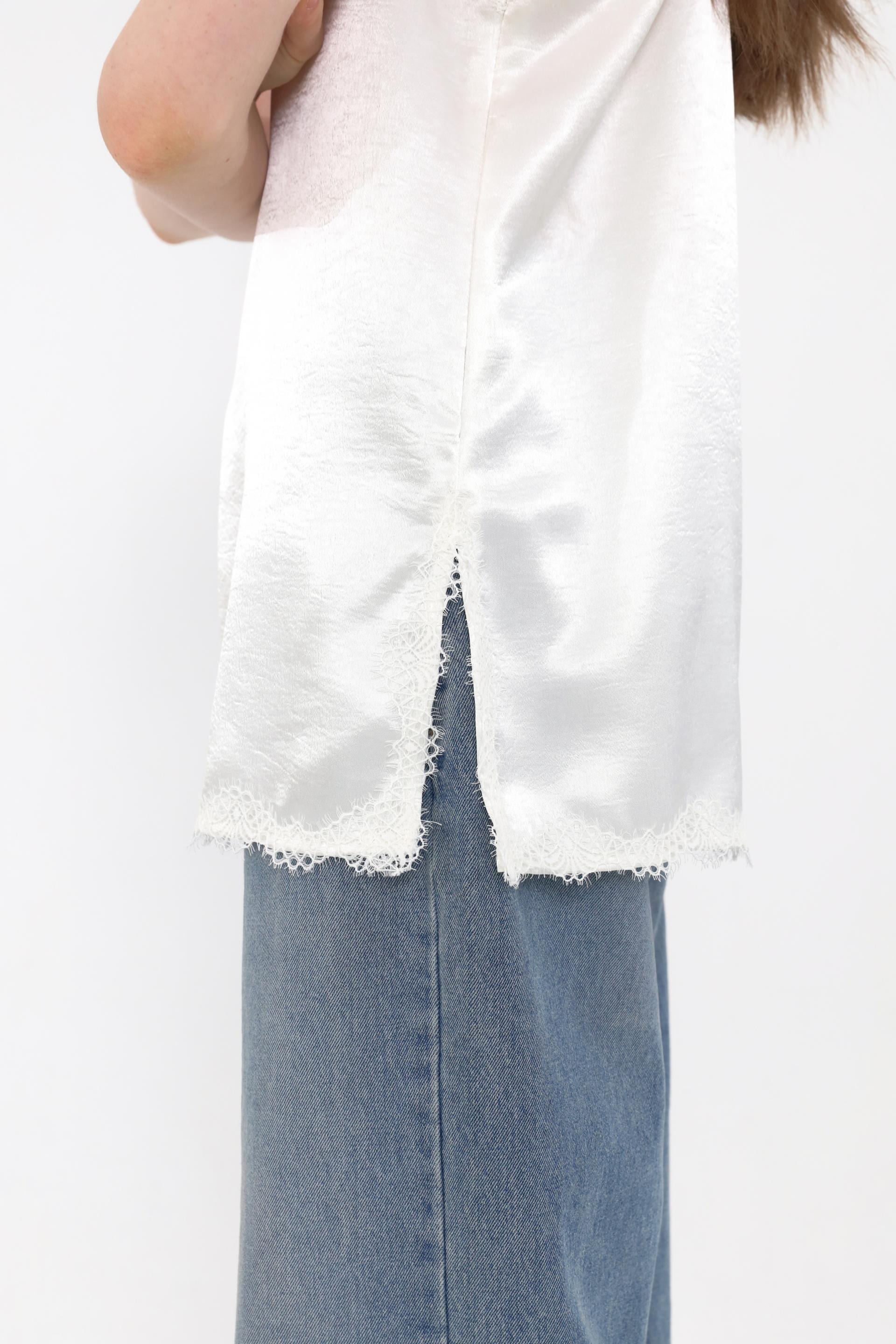 Lace Satin Slip Camisole [Ivory]