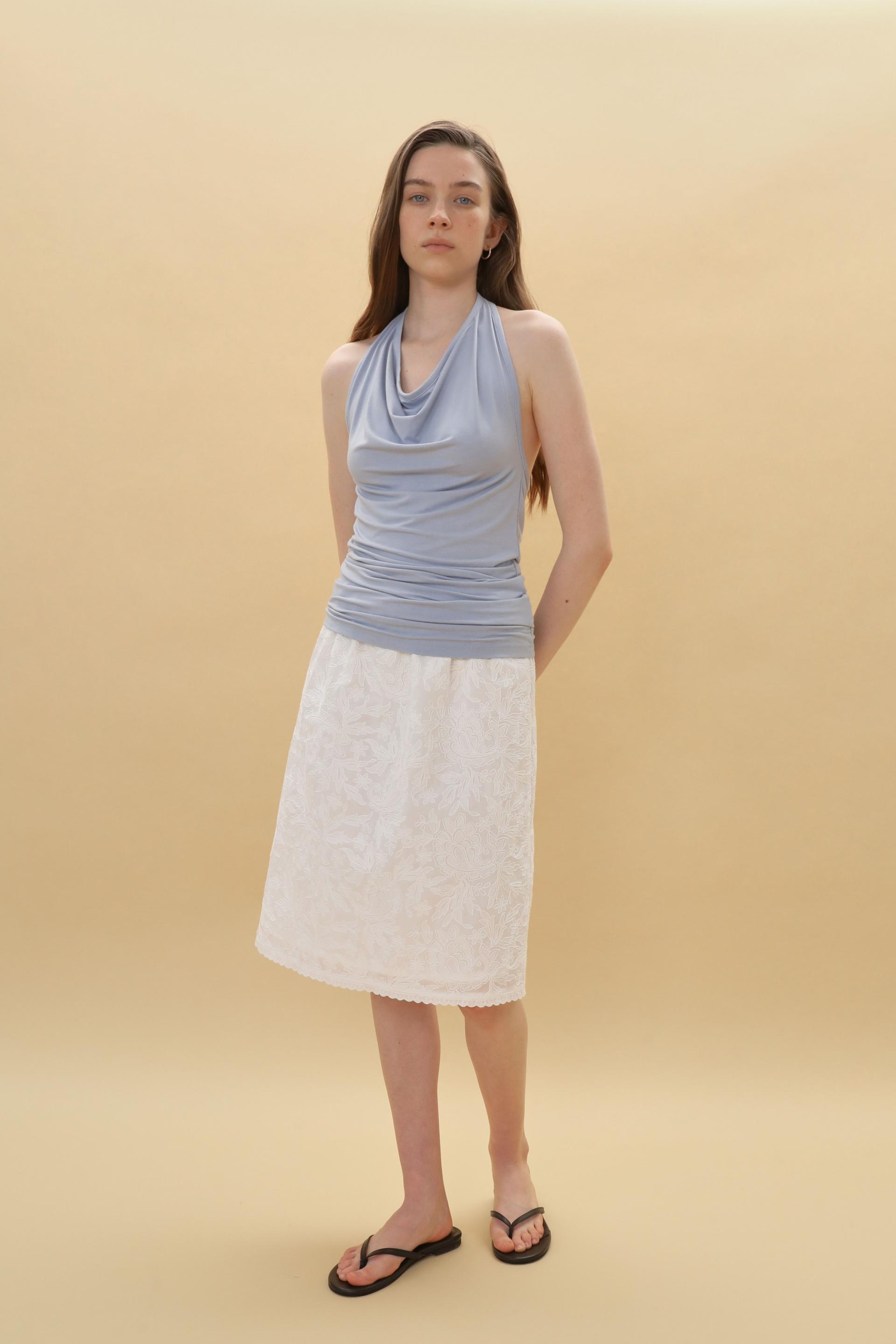 Eyelet Flower Pattern Skirt [Ivory]