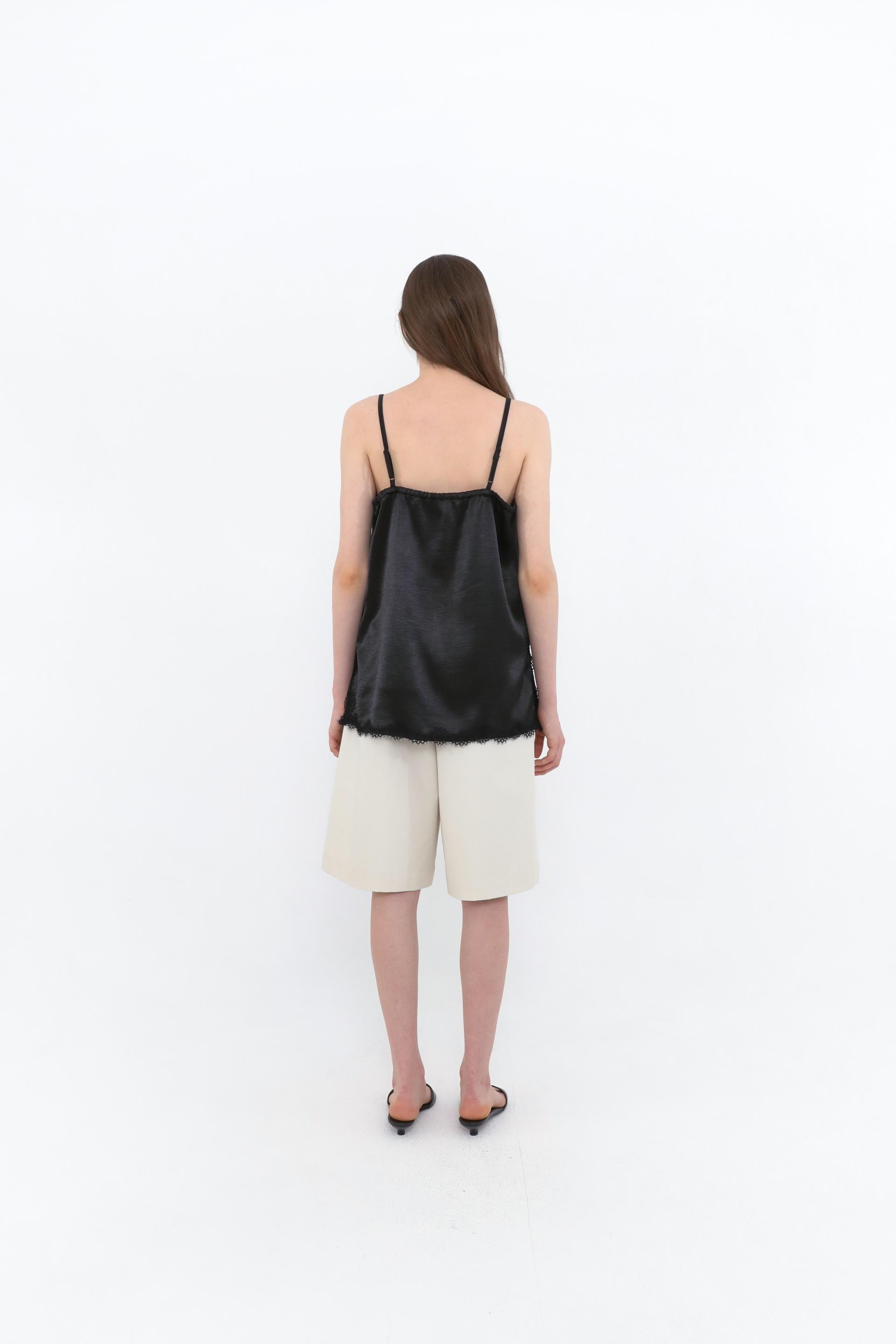 Lace Satin Slip Camisole [Black]