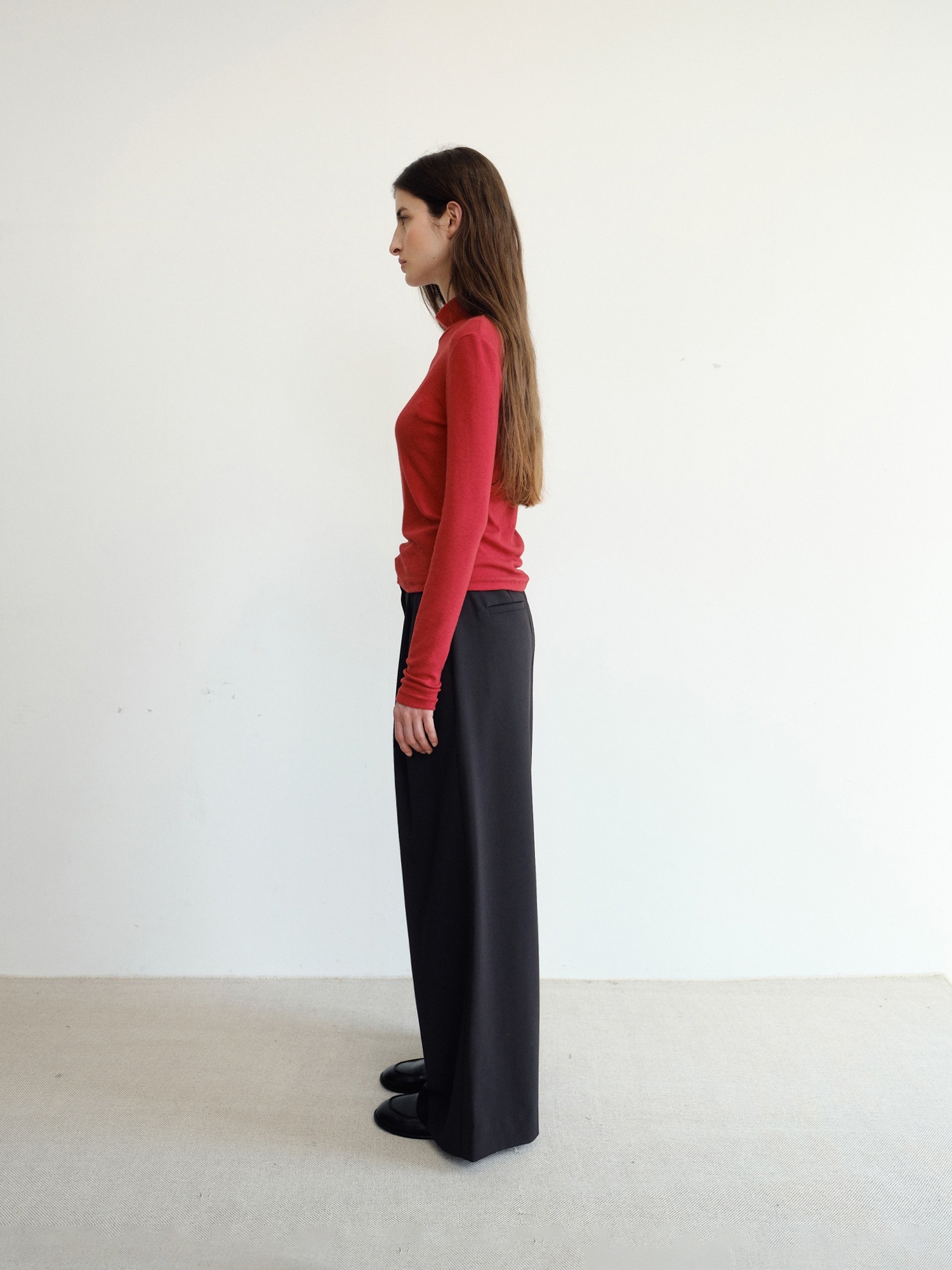 Grove Wool Wide Slacks [Black]