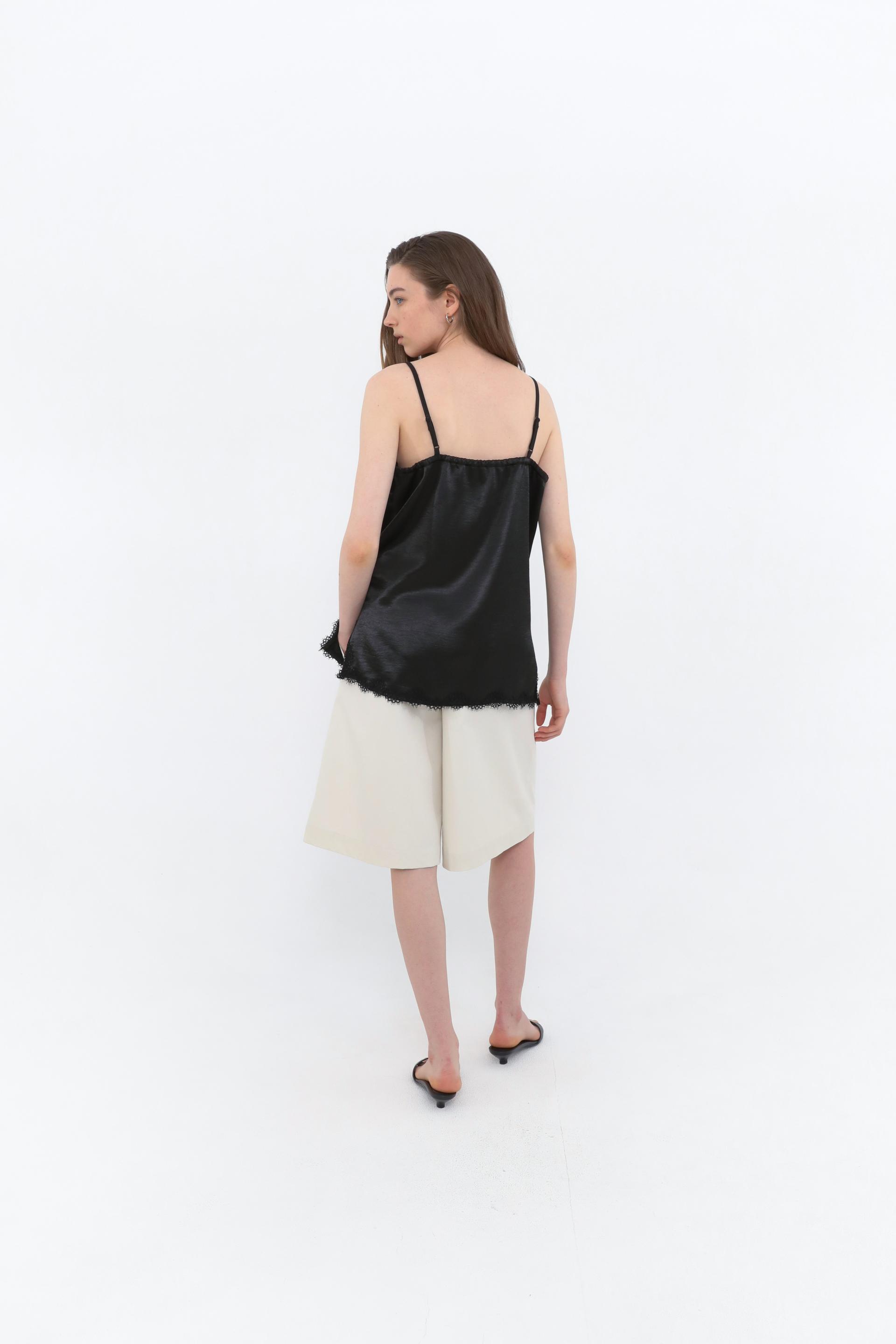 Lace Satin Slip Camisole [Black]