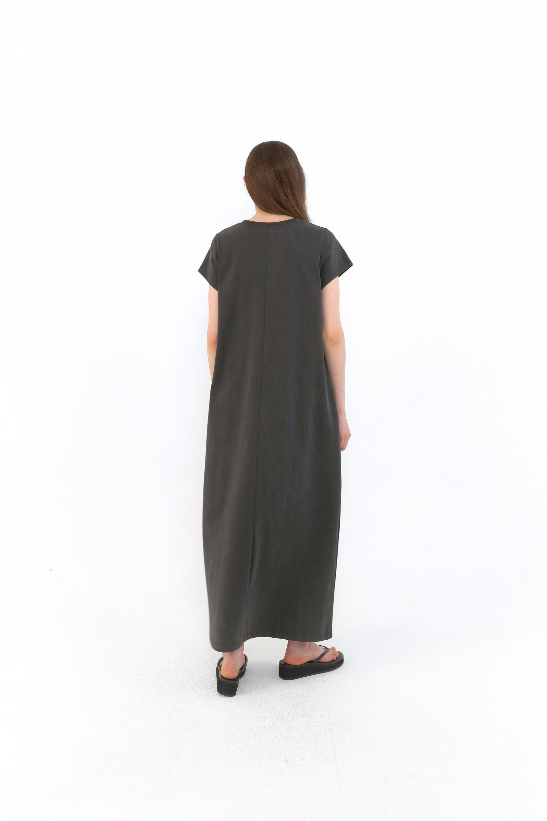 Margarine Pigment Cotton Dress [Charcoal]