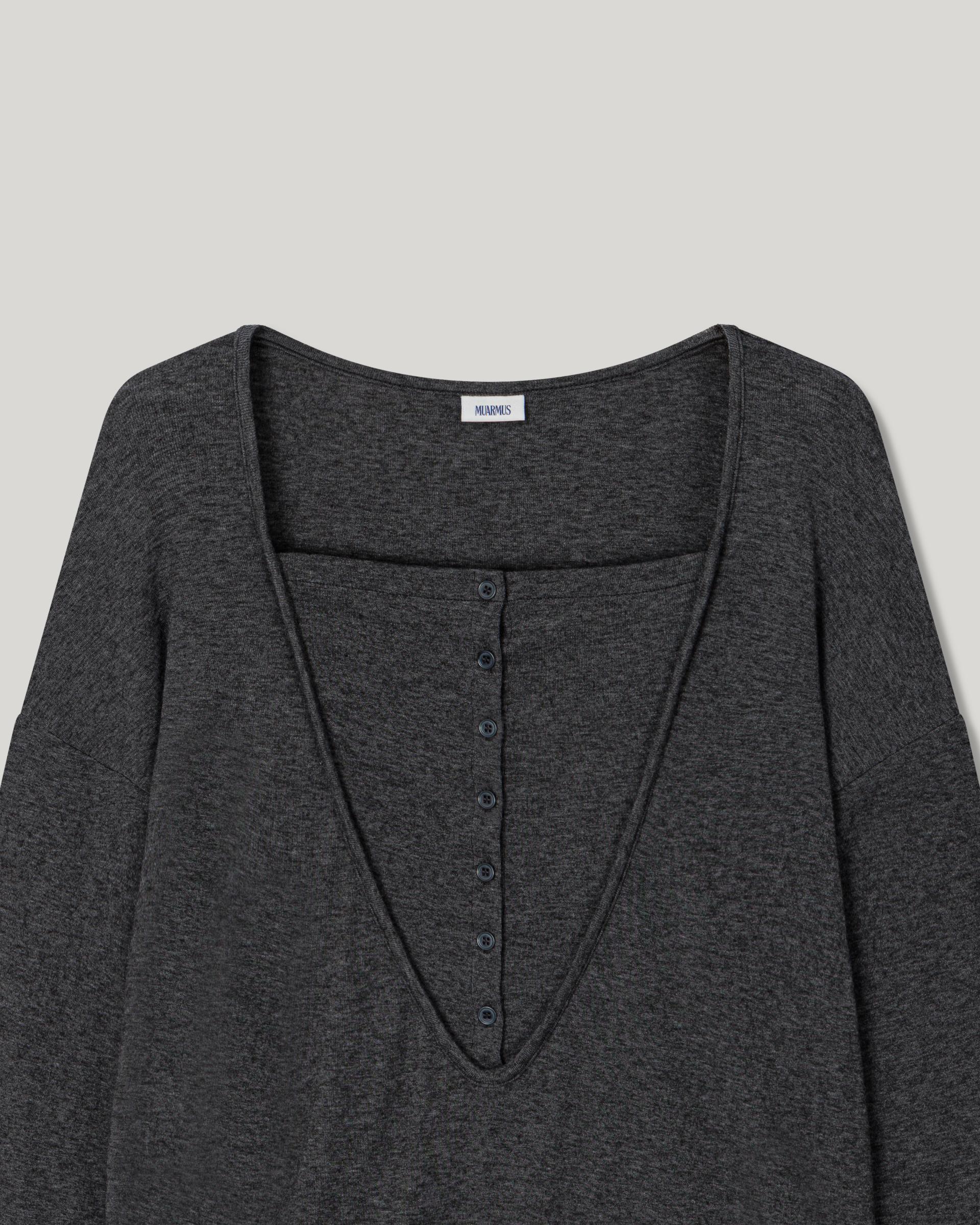 Leno Wool V-neck T-shirt [Gray]