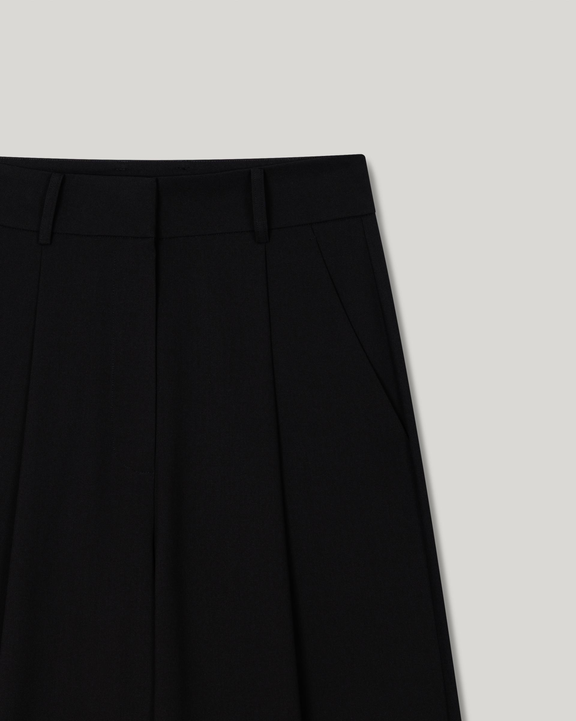 Grove Wool Wide Slacks [Black]