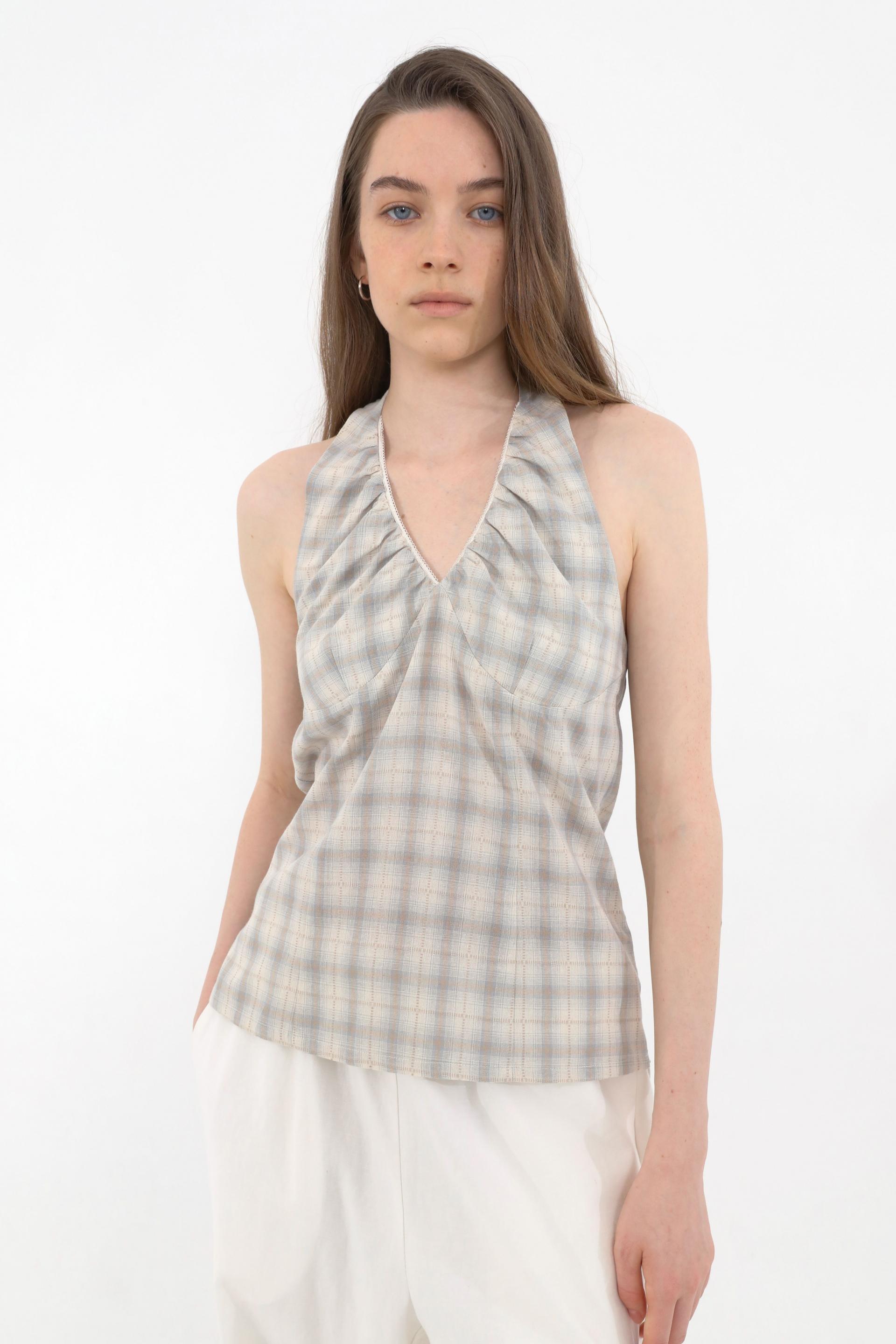 Plaid Halterneck Blouse [Checked]