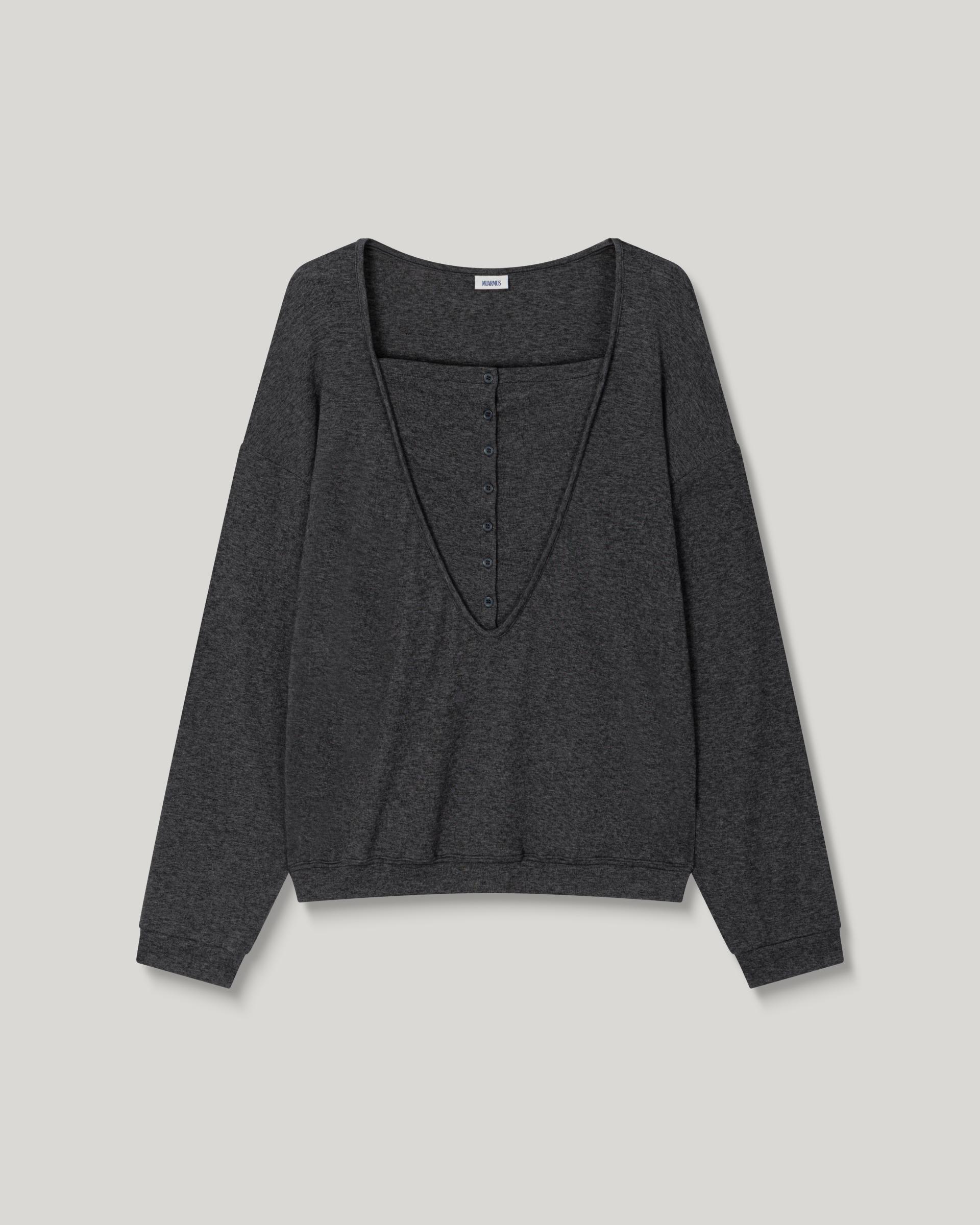 Leno Wool V-neck T-shirt [Gray]