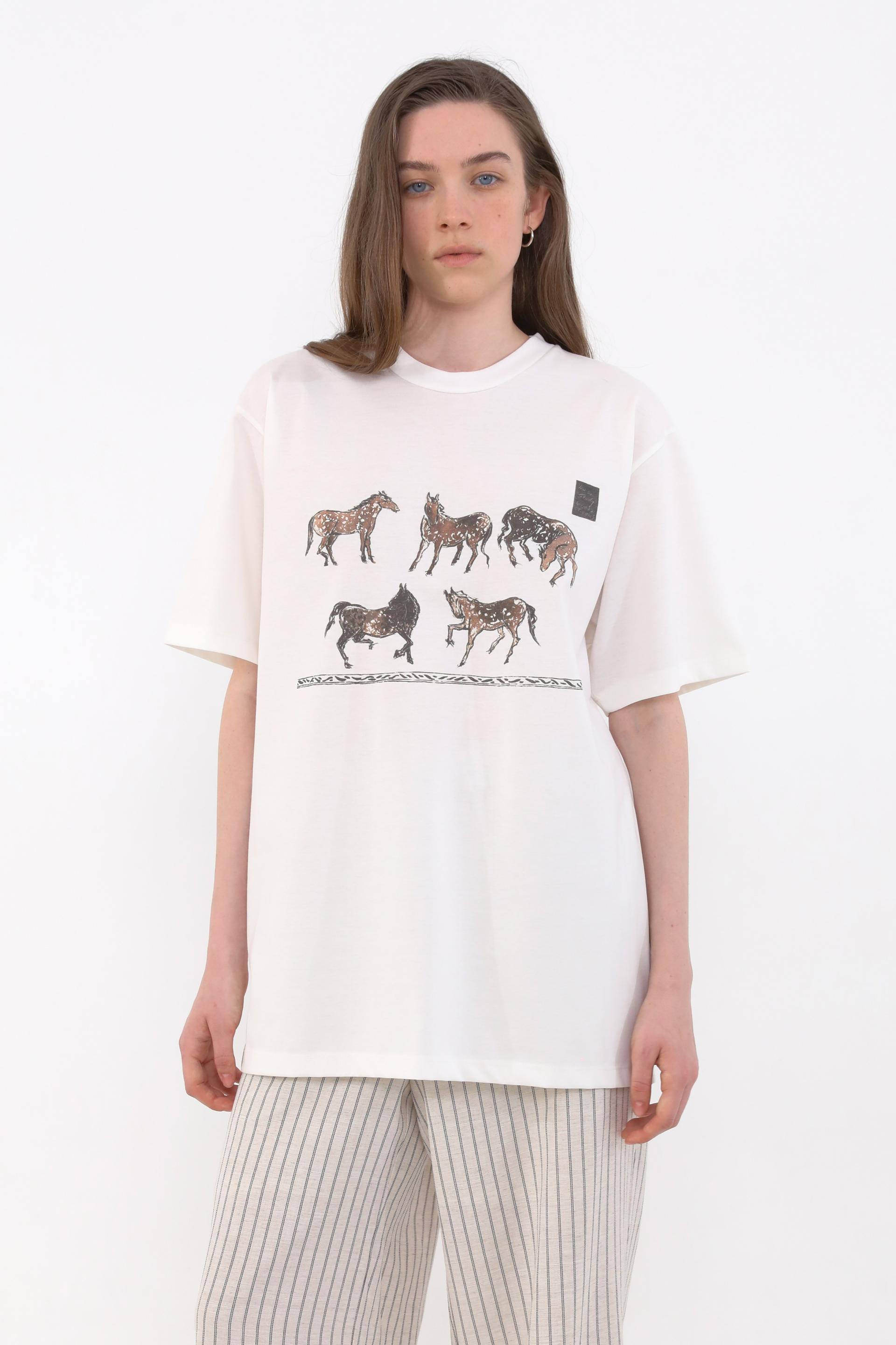 Carla X Horse Drawing T-Shirt [Ivory]