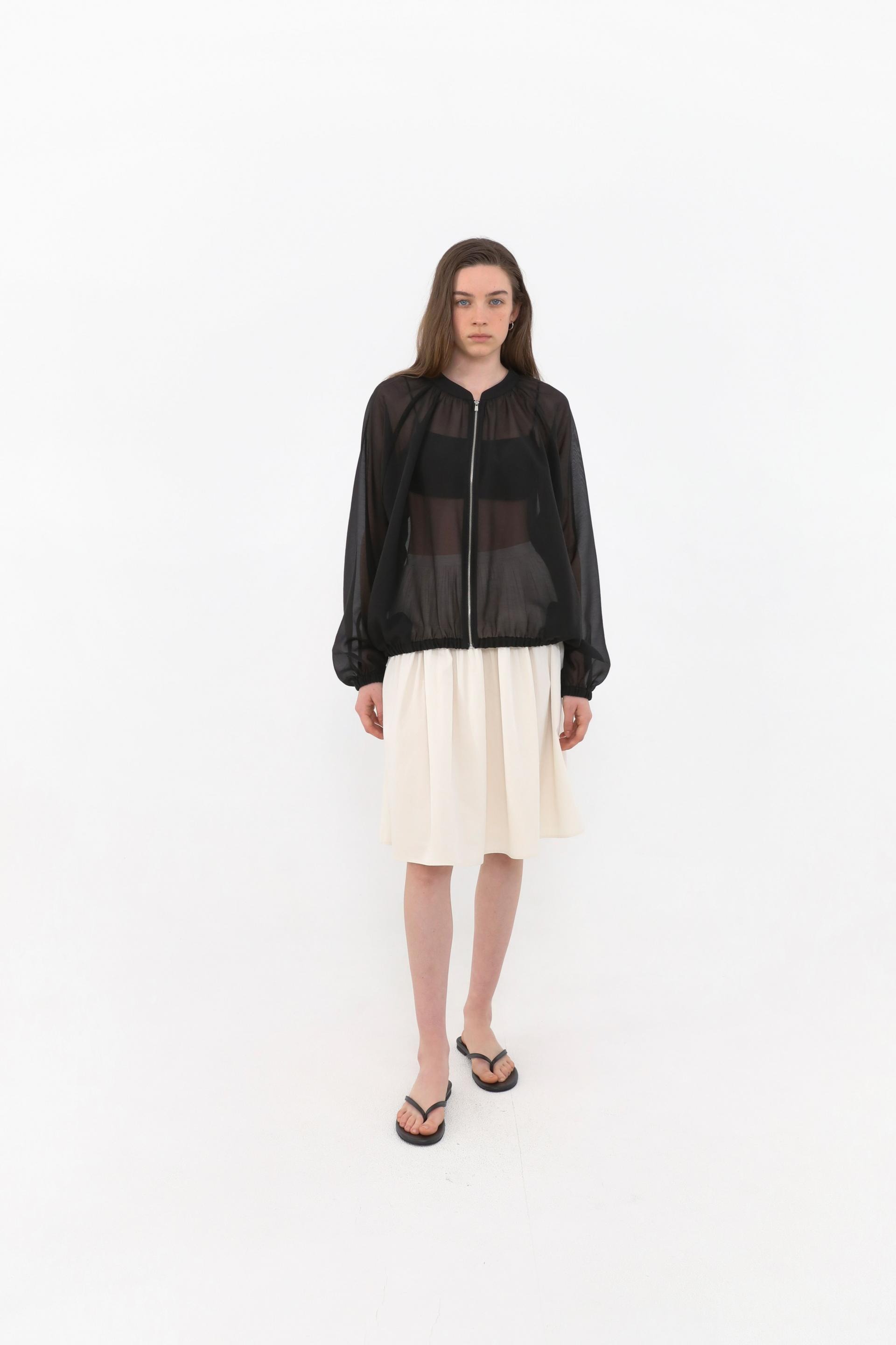 Brill Sheer Shirring Jumper [Black]