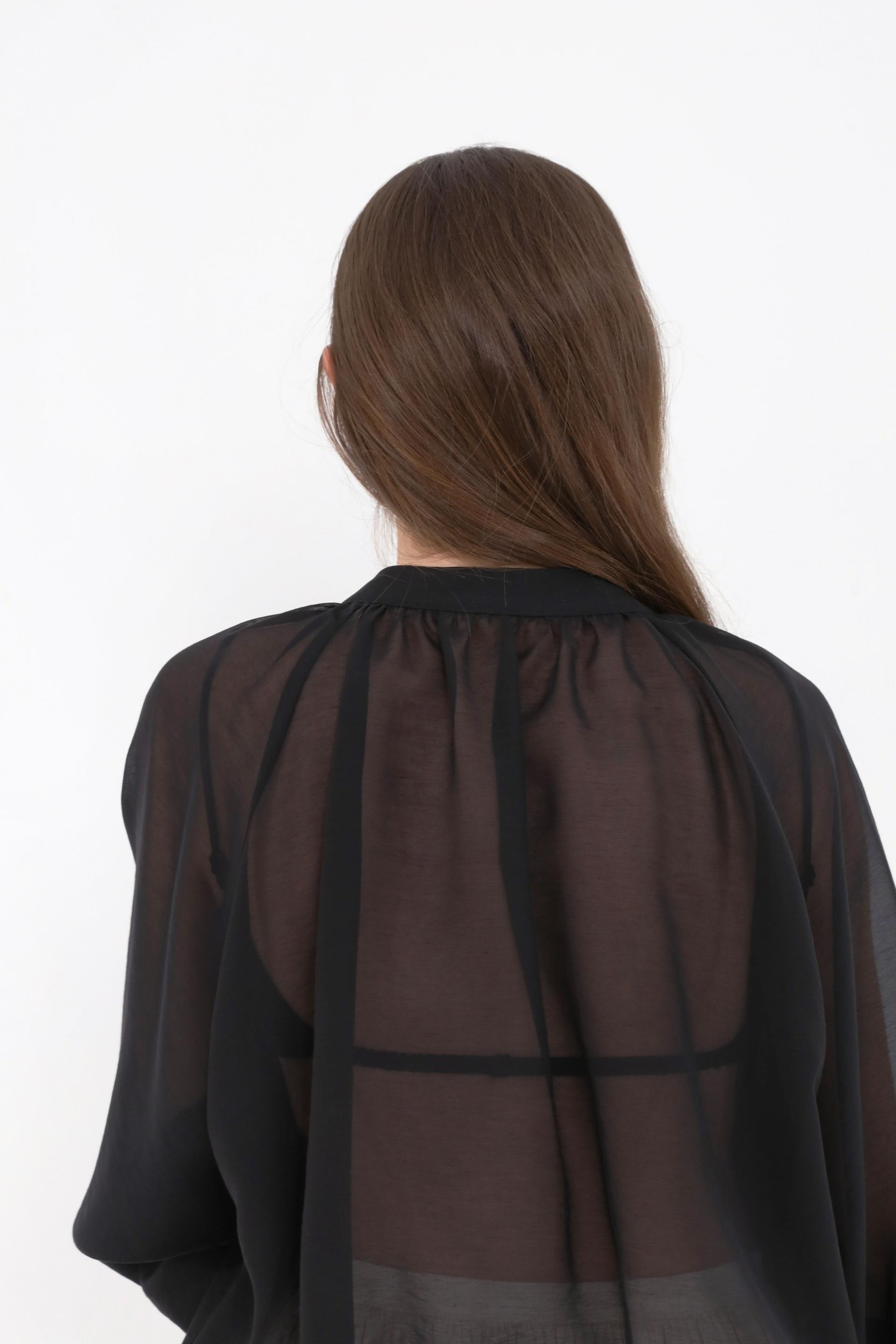 Brill Sheer Shirring Jumper [Black]