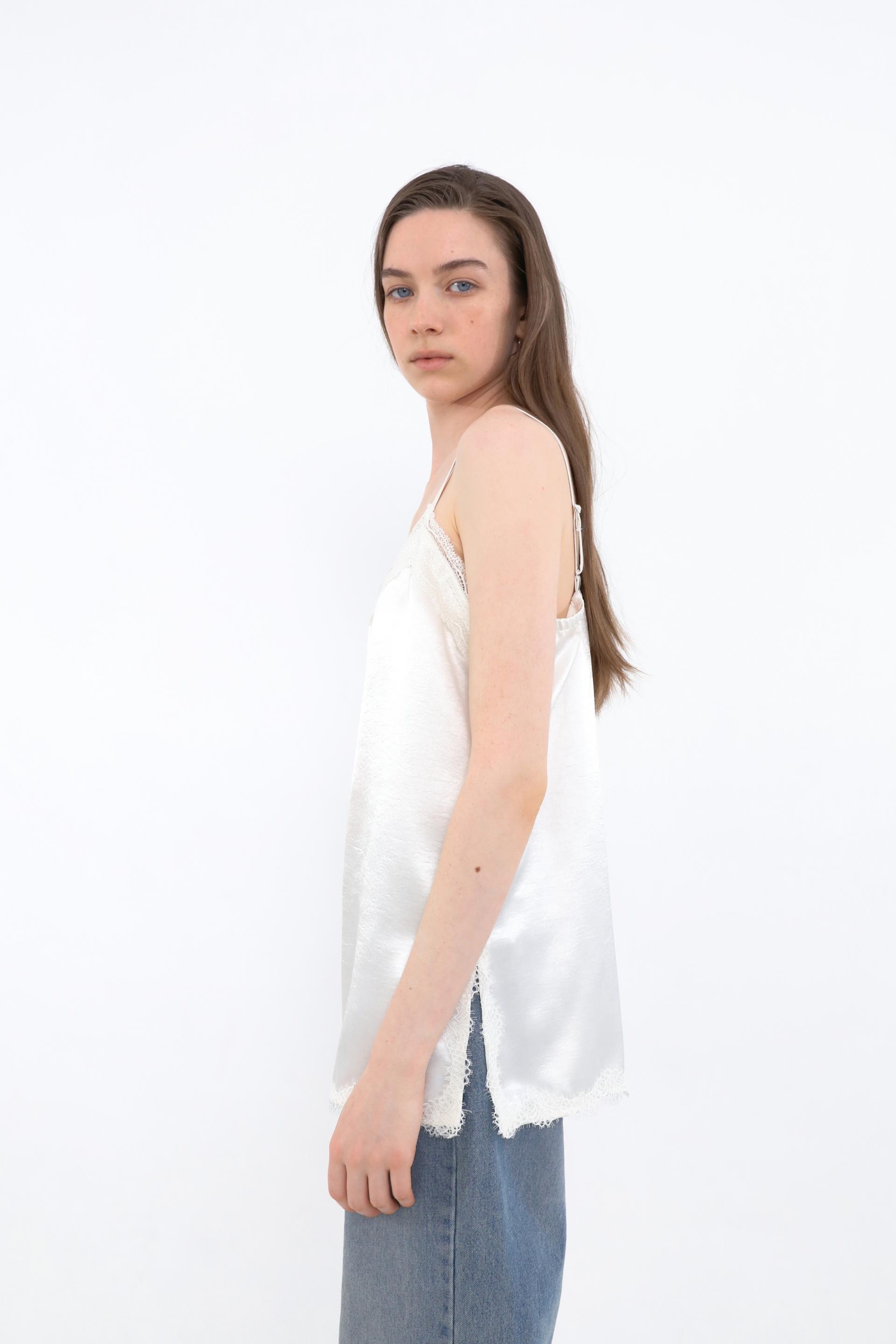 Lace Satin Slip Camisole [Ivory]