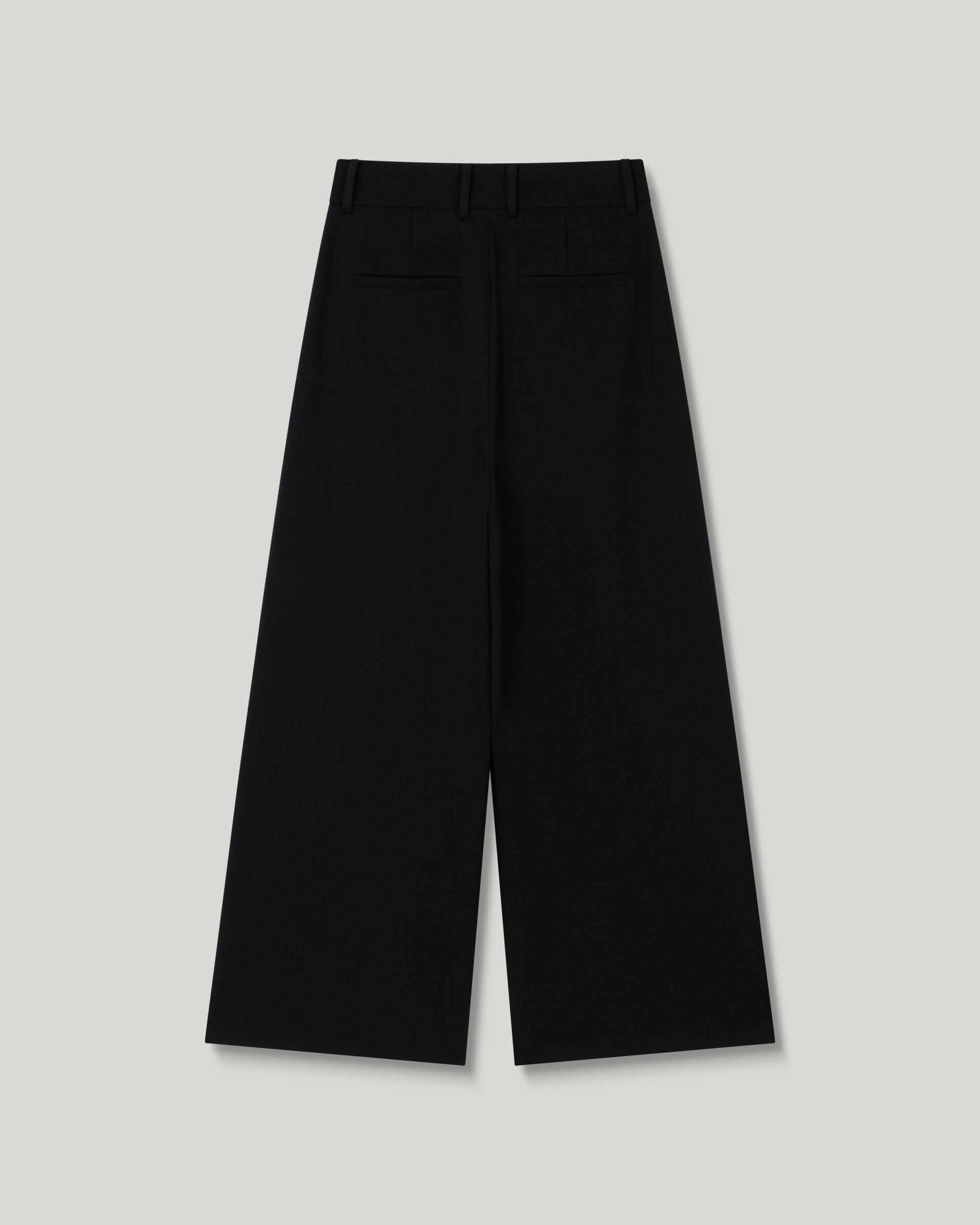 Grove Wool Wide Slacks [Black]
