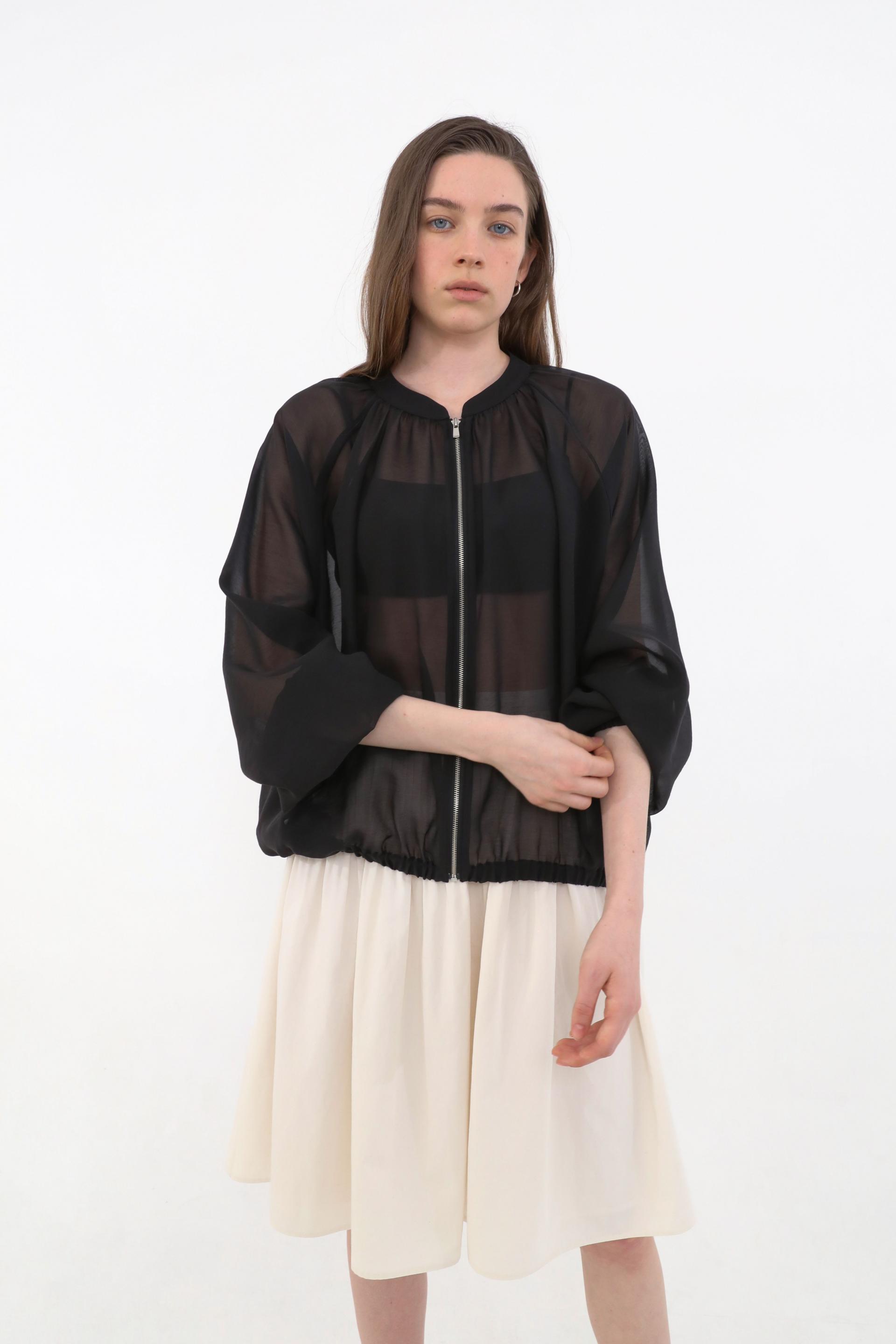 Brill Sheer Shirring Jumper [Black]