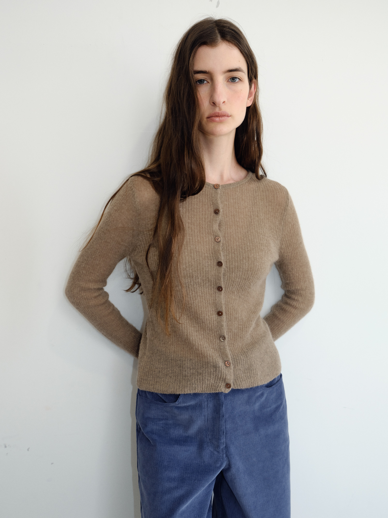 Elio Wool Knit Cardigan [Brown]
