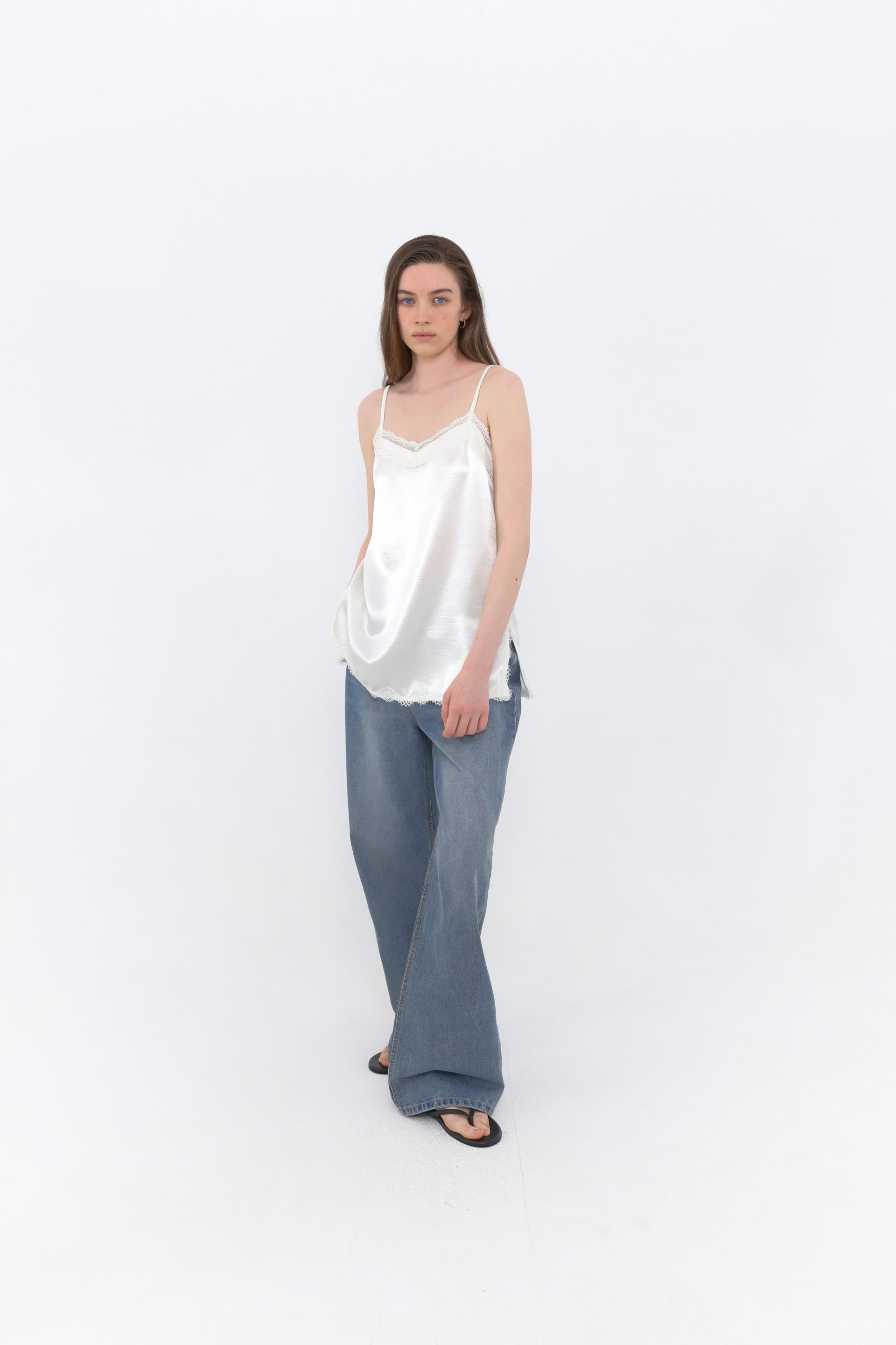 Lace Satin Slip Camisole [Ivory]