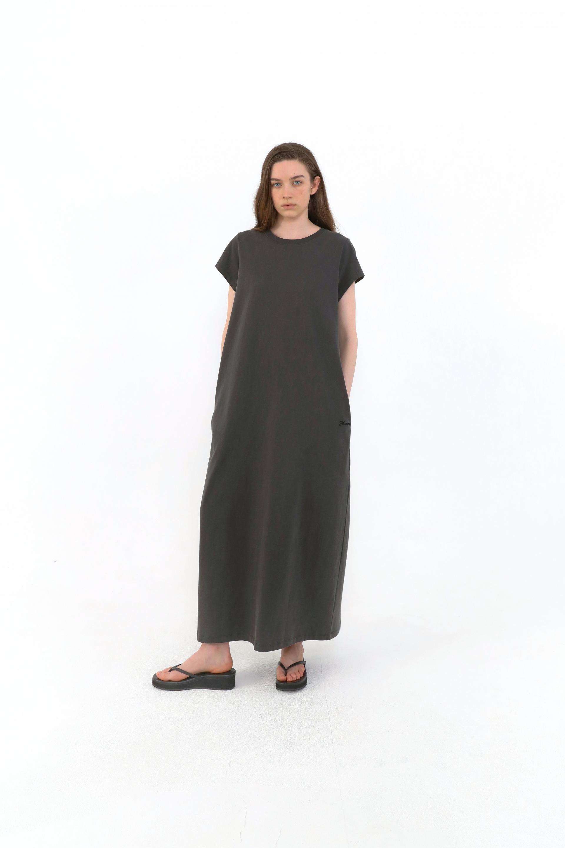 Margarine Pigment Cotton Dress [Charcoal]
