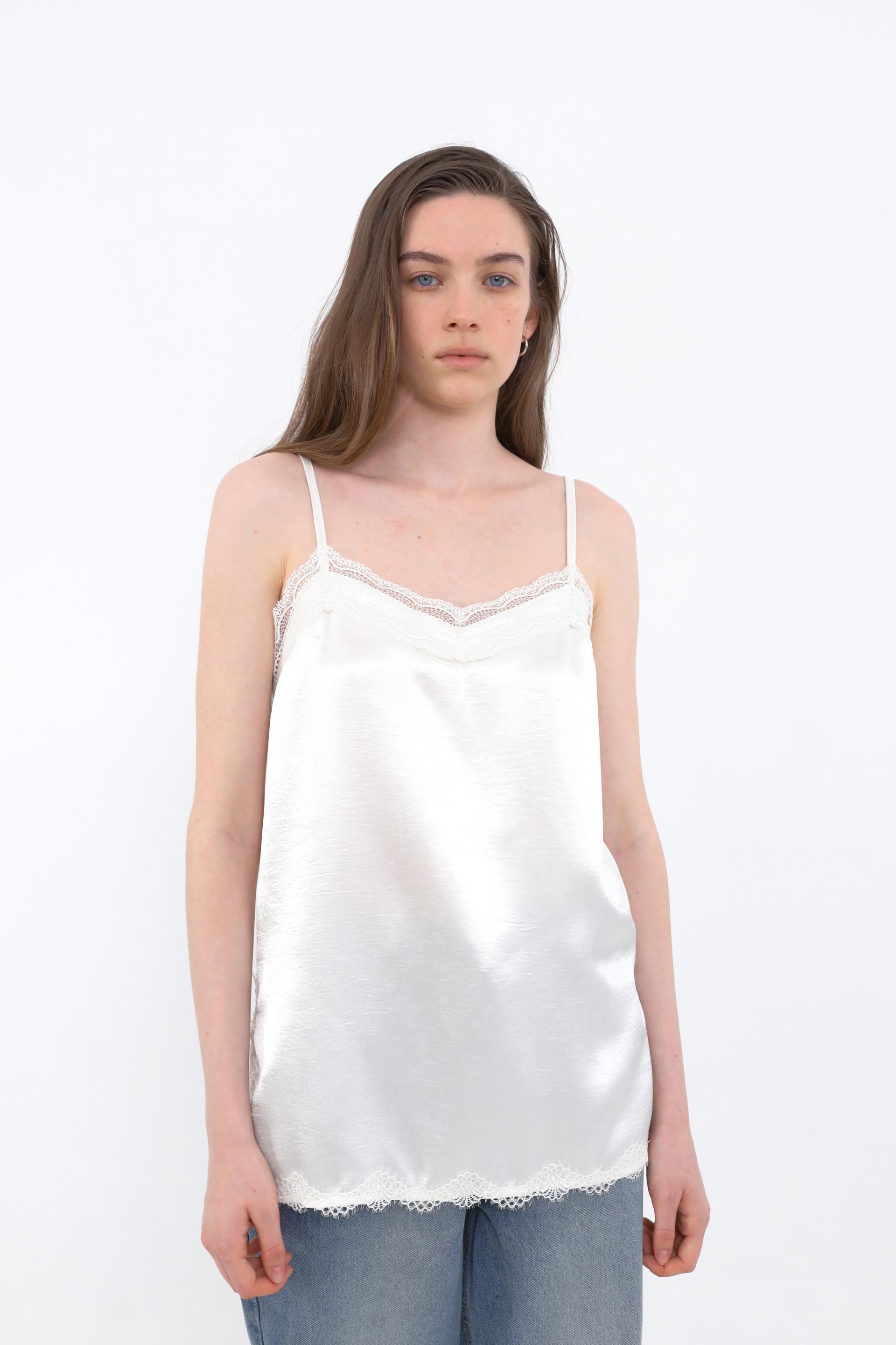 Lace Satin Slip Camisole [Ivory]