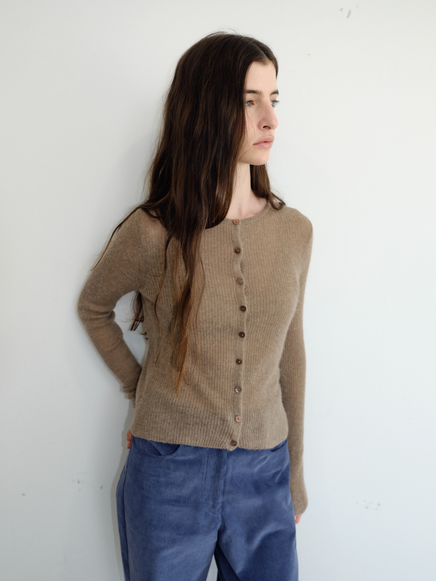 Elio Wool Knit Cardigan [Brown]