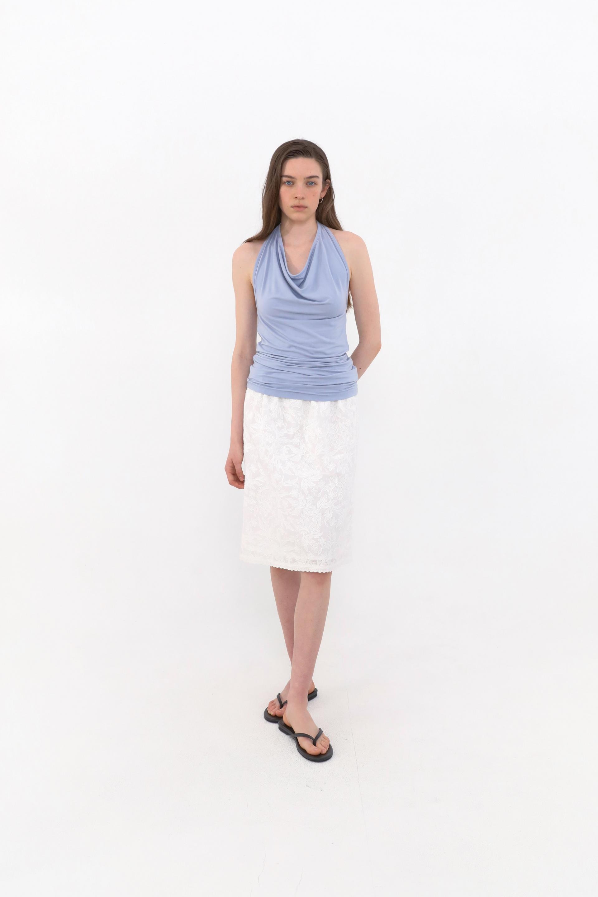 Eyelet Flower Pattern Skirt [Ivory]