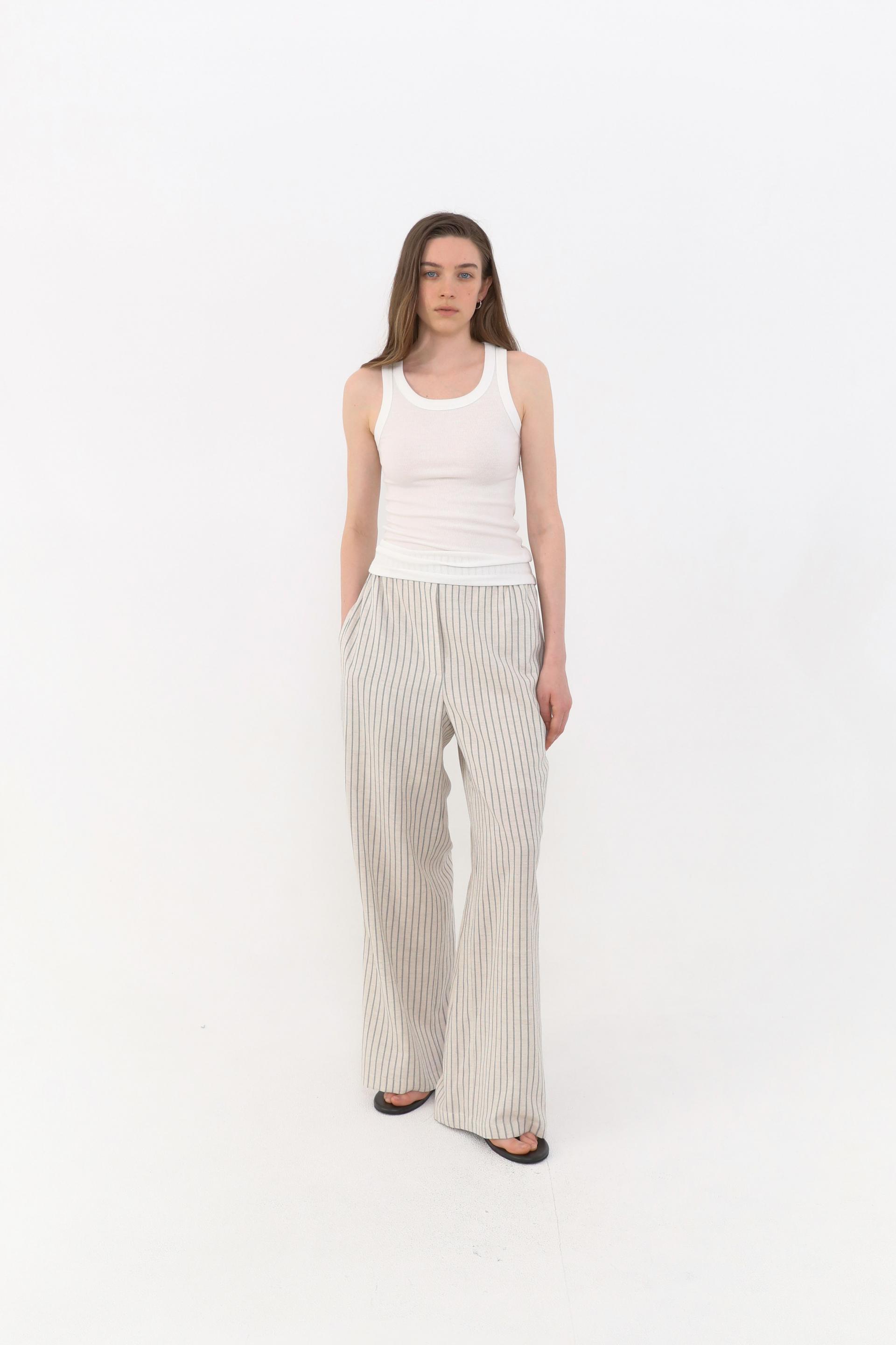 Ver Stripe Linen Pants [Black]