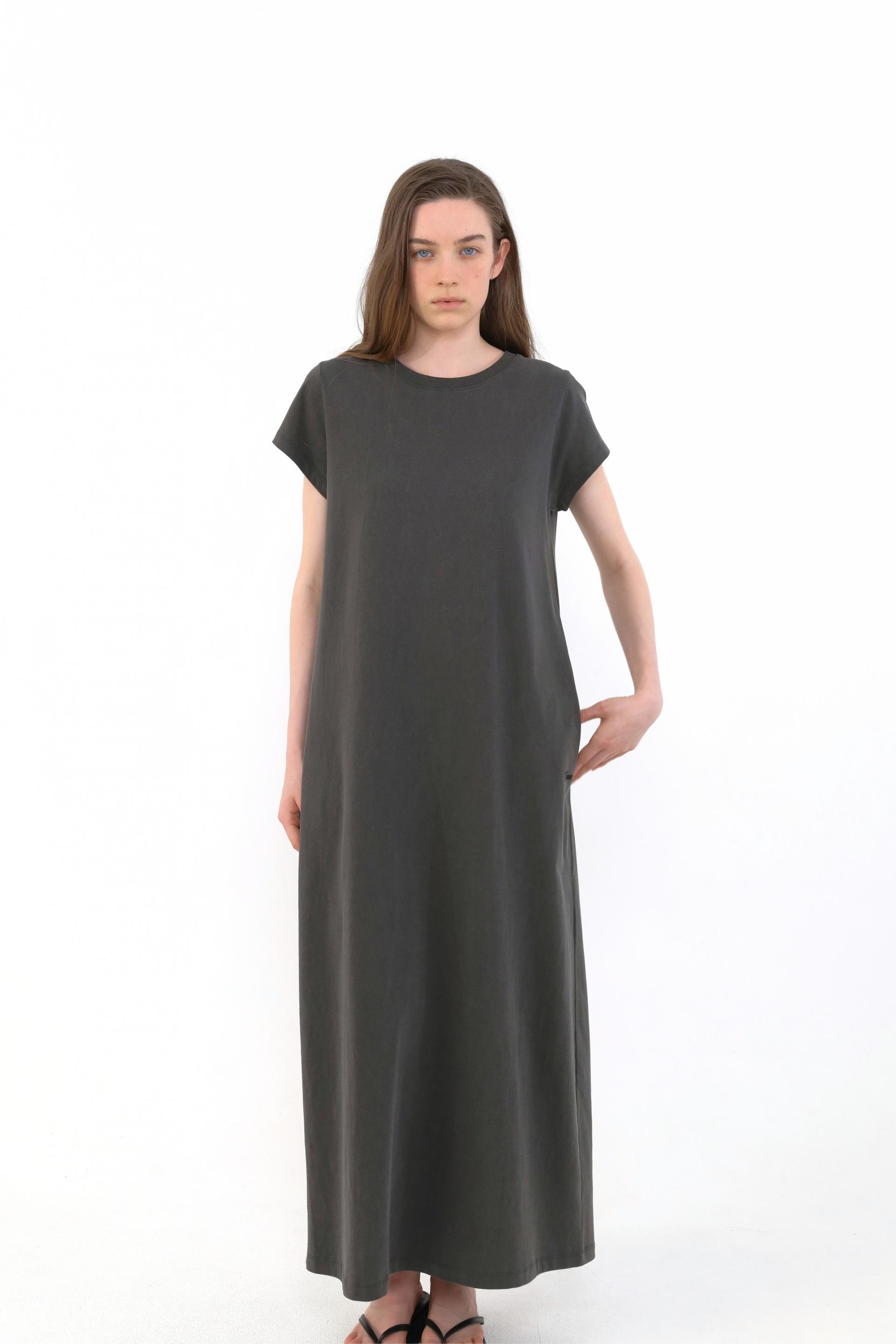 Margarine Pigment Cotton Dress [Charcoal]