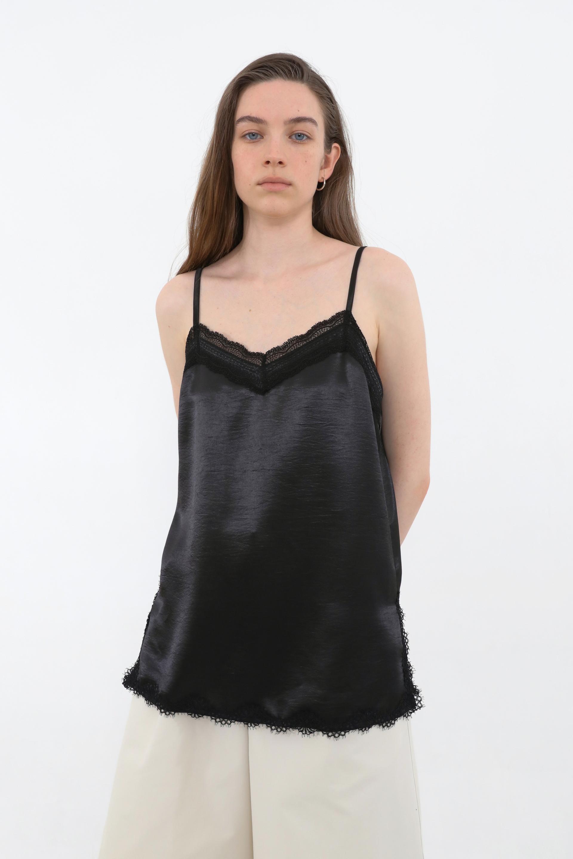 Lace Satin Slip Camisole [Black]