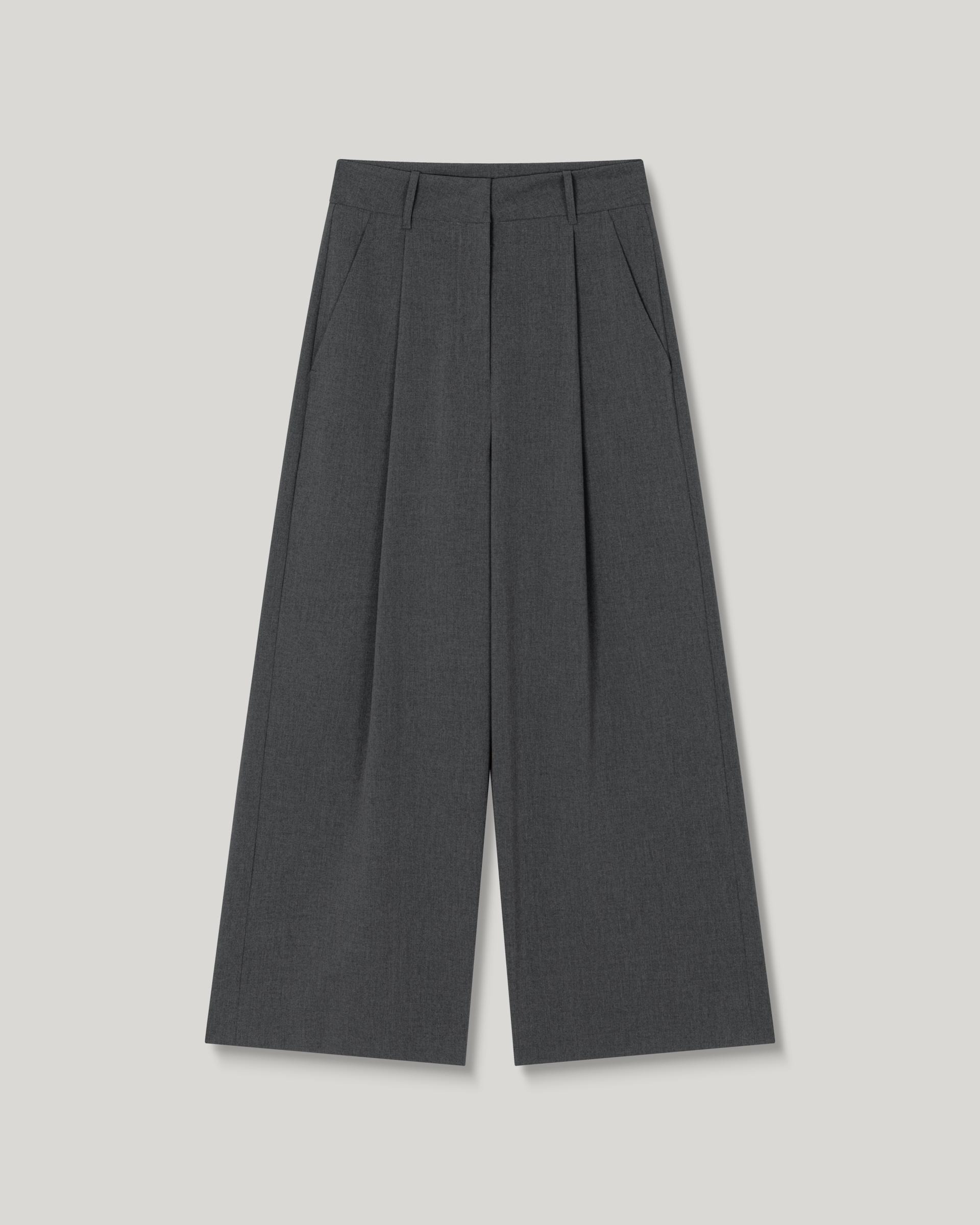 Grove Wool Wide Slacks [Gray]
