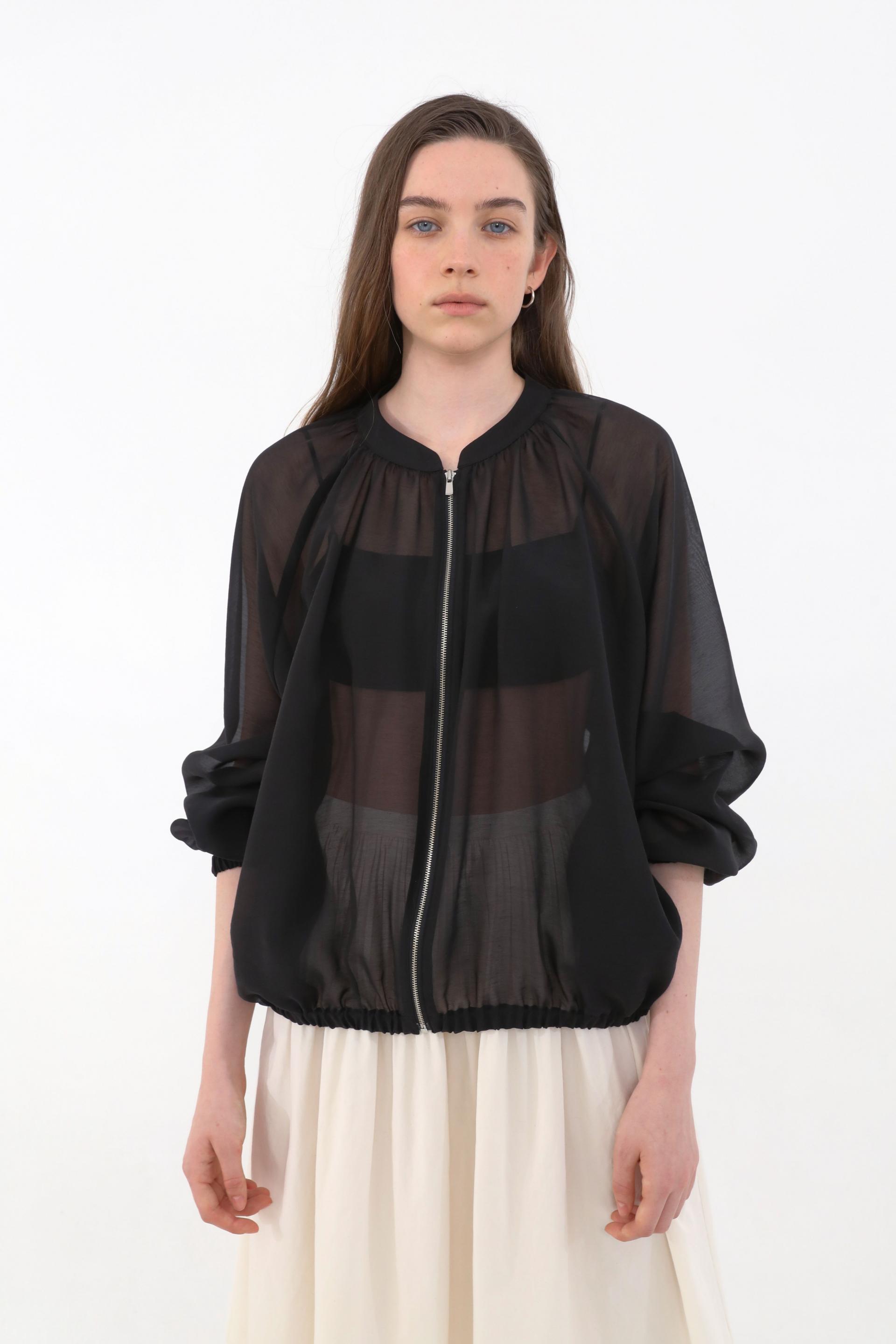 Brill Sheer Shirring Jumper [Black]