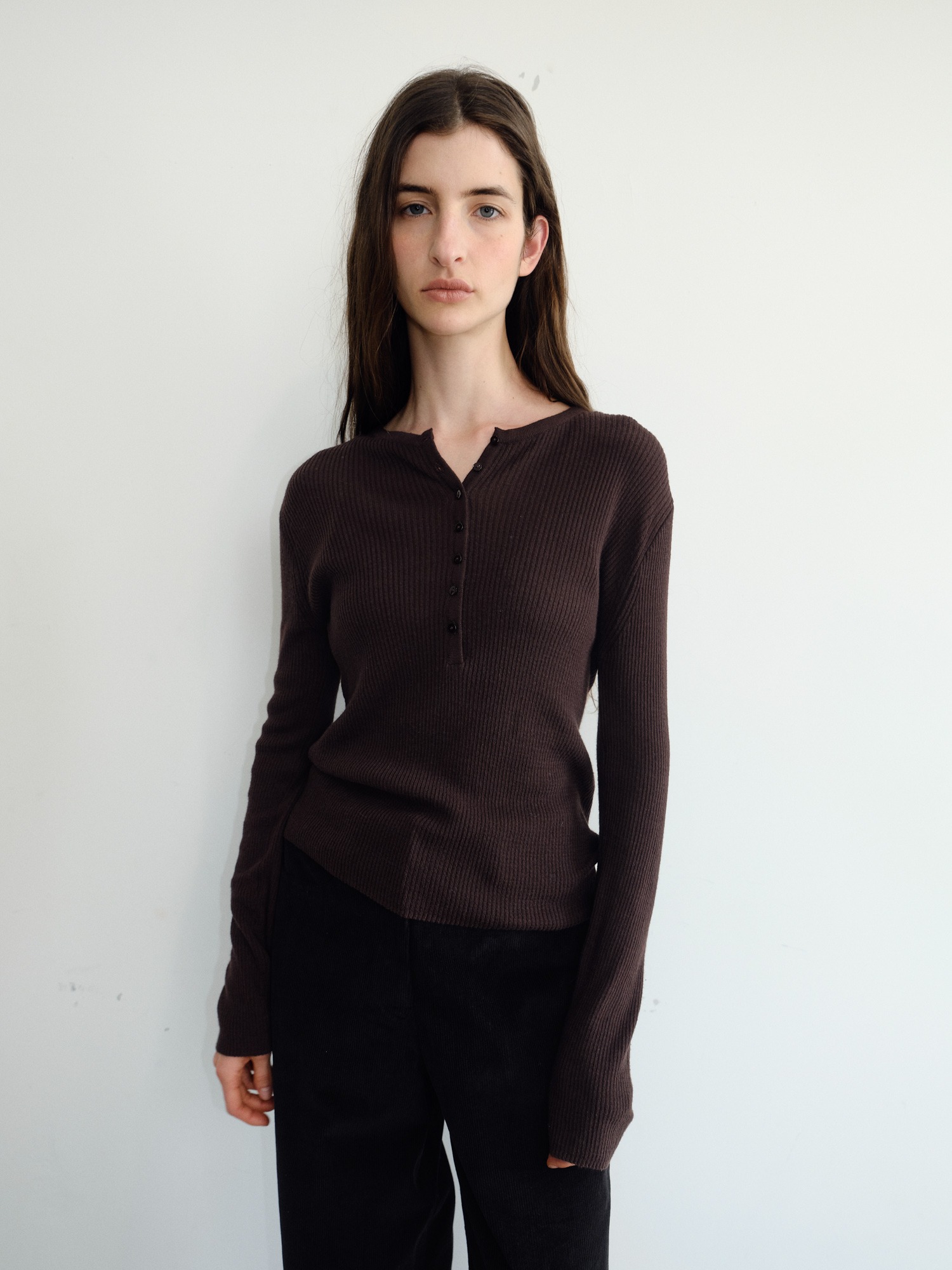 Hale Henley Knit [Brown]