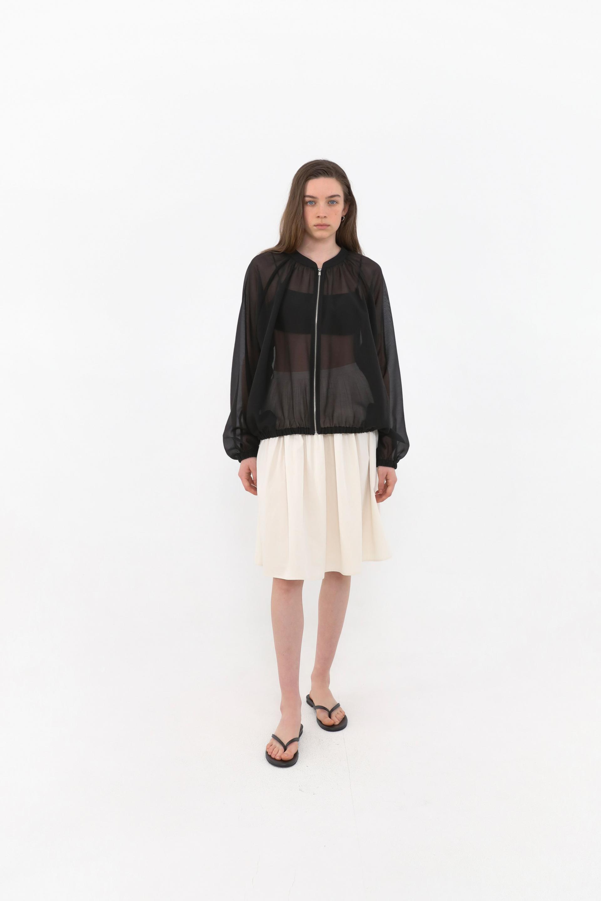 Brill Sheer Shirring Jumper [Black]