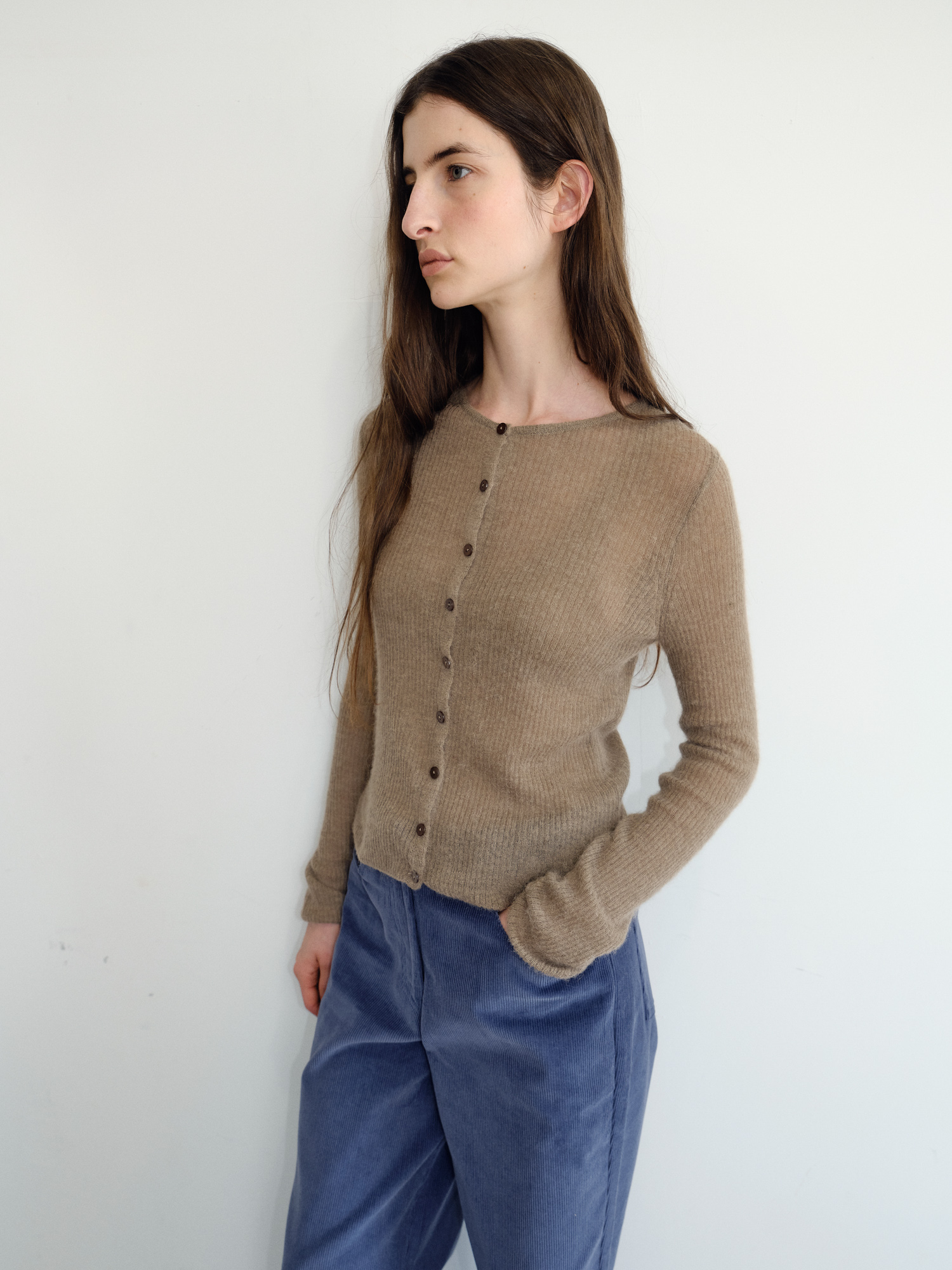 Elio Wool Knit Cardigan [Brown]