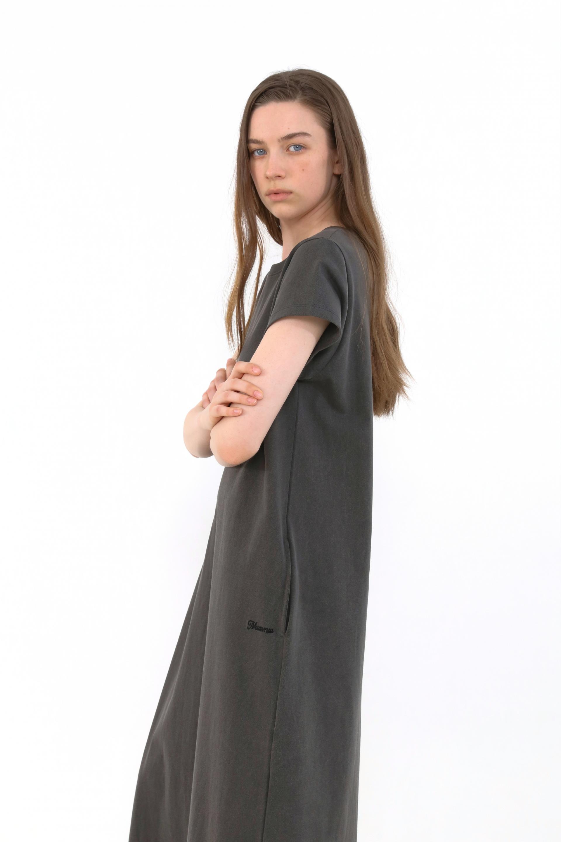 Margarine Pigment Cotton Dress [Charcoal]