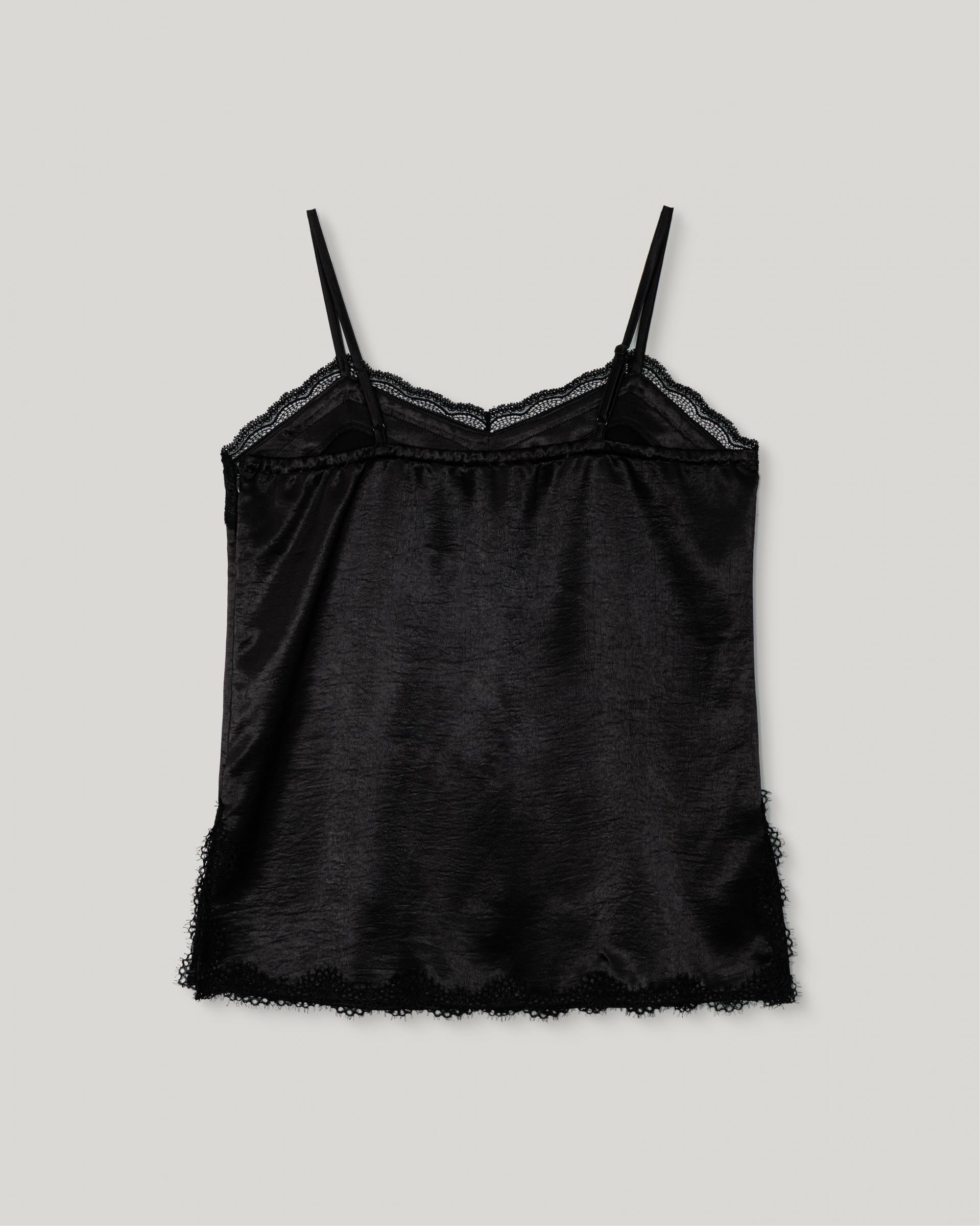 Lace Satin Slip Camisole [Black]