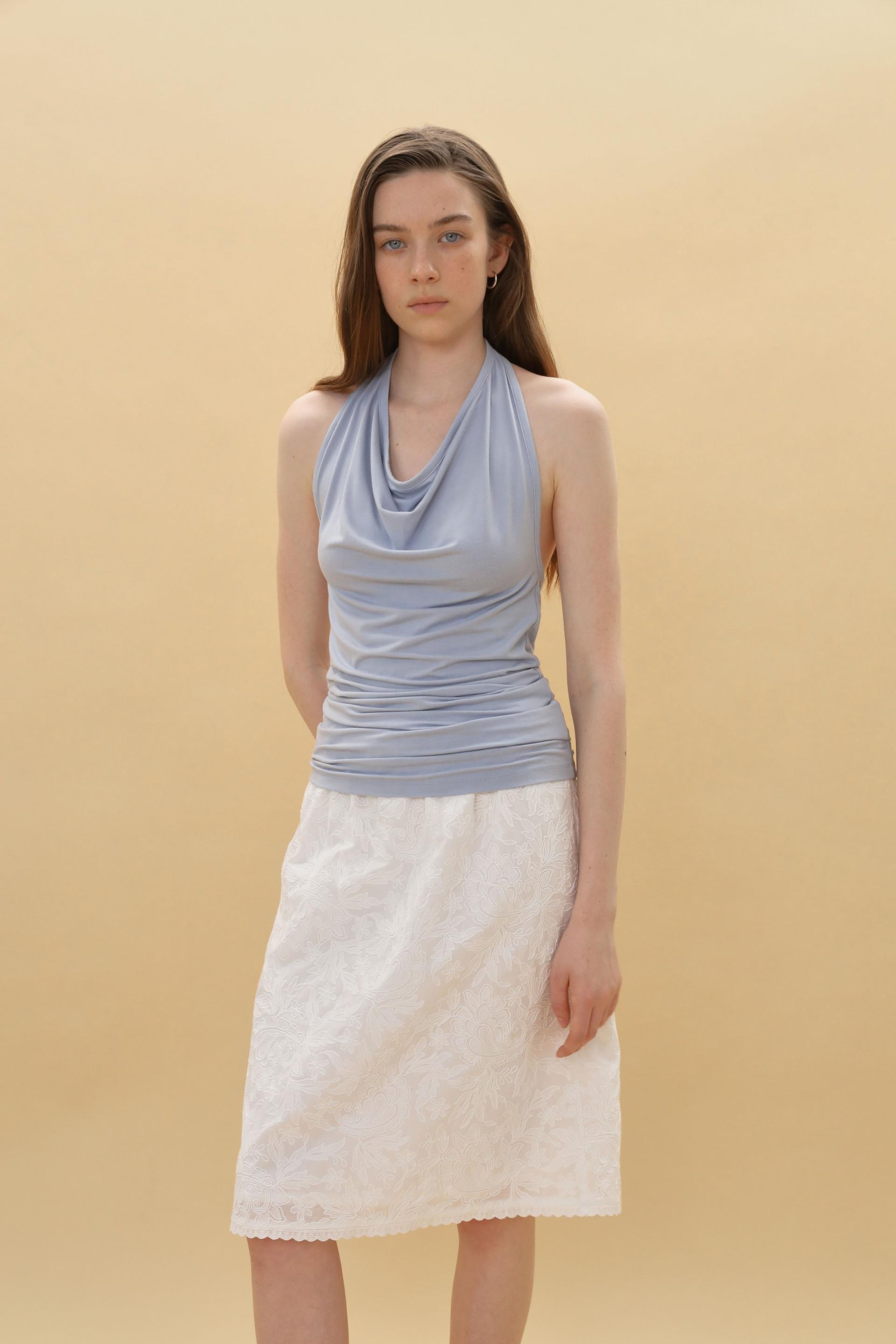 Eyelet Flower Pattern Skirt [Ivory]