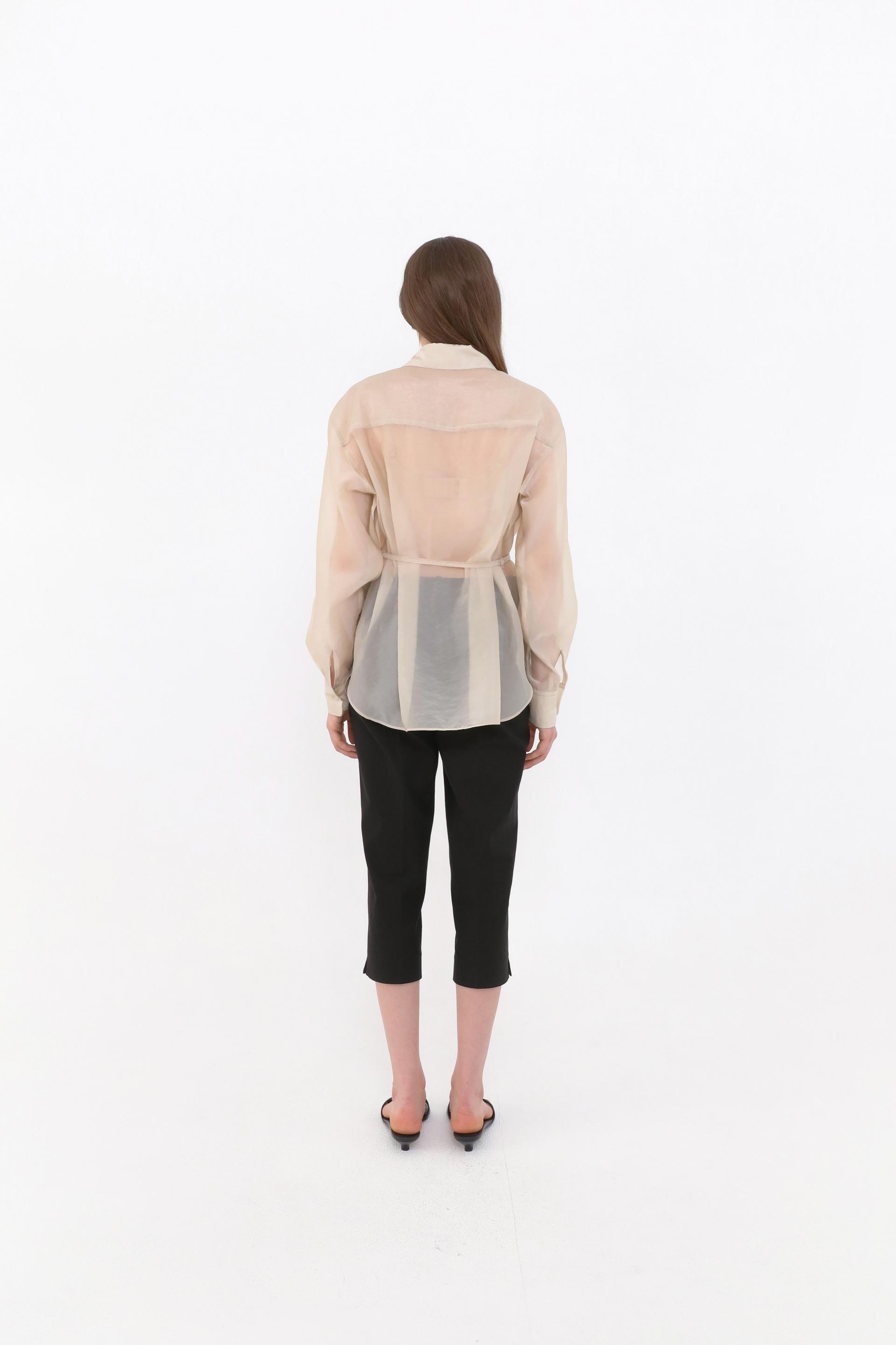 Mare Belted Sheer Blouse [Beige]