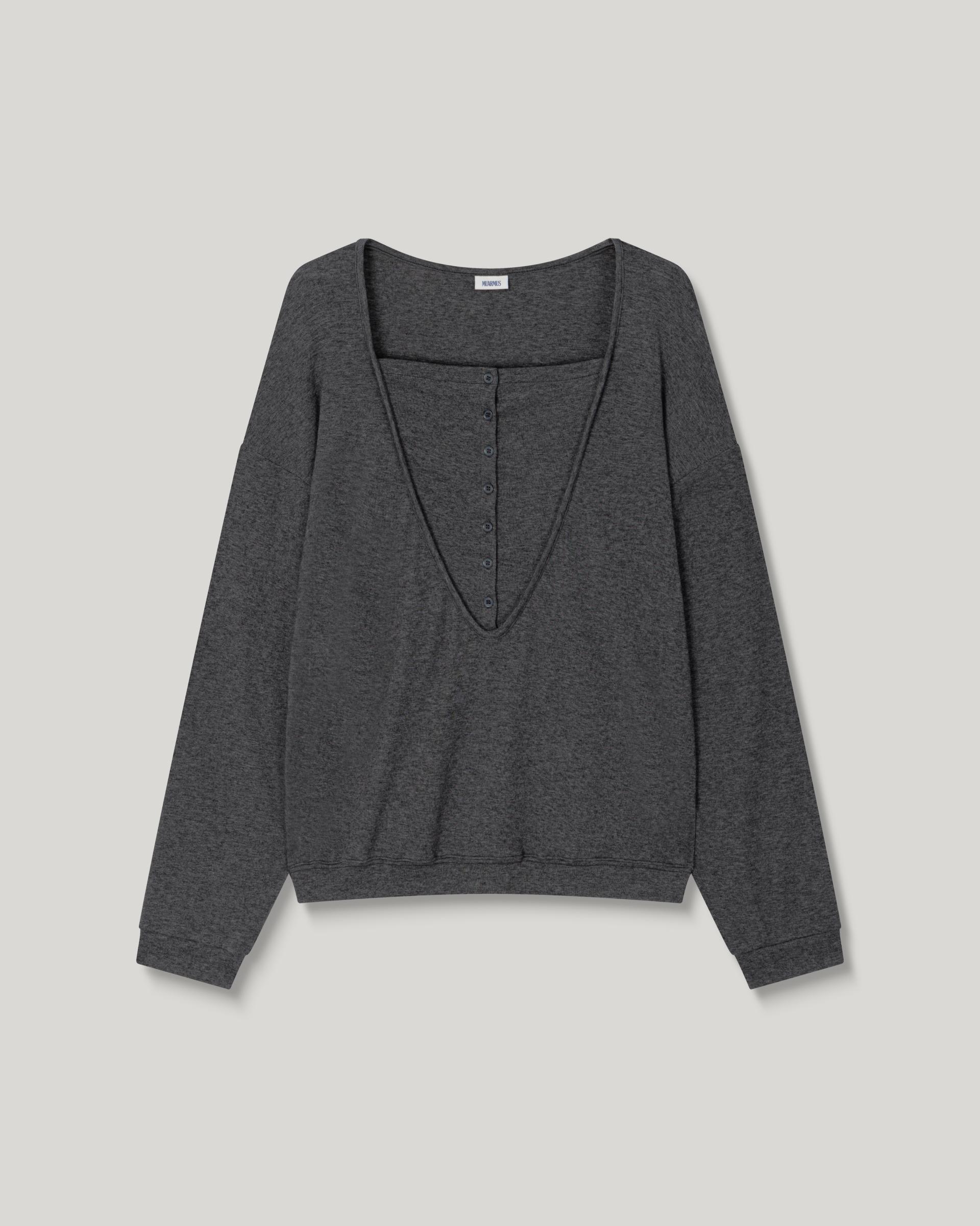 Leno Wool V-neck T-shirt [Gray]