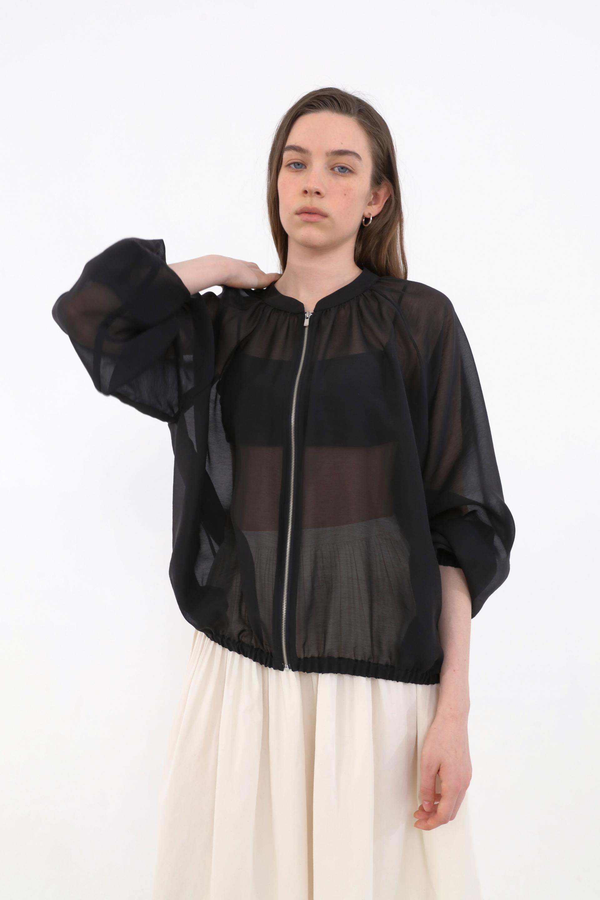 Brill Sheer Shirring Jumper [Black]