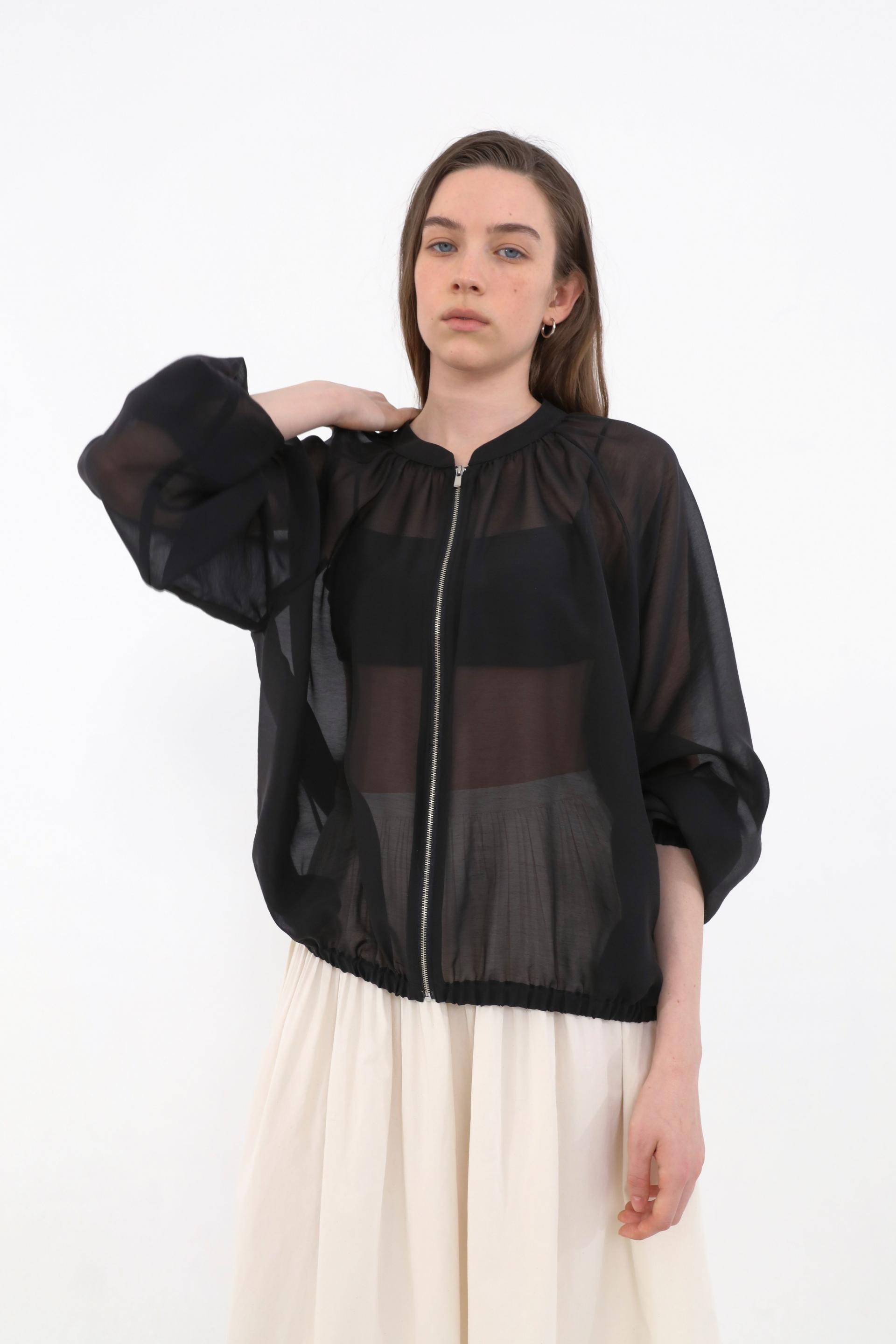 Brill Sheer Shirring Jumper [Black]