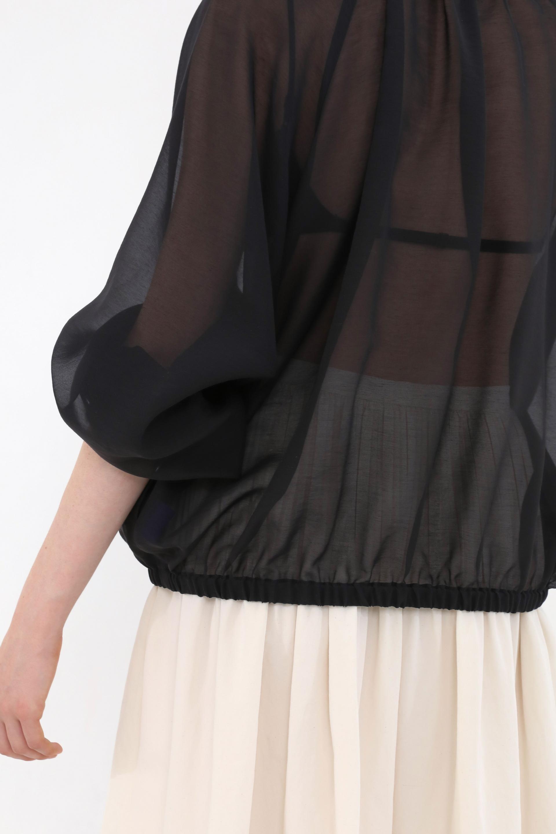 Brill Sheer Shirring Jumper [Black]