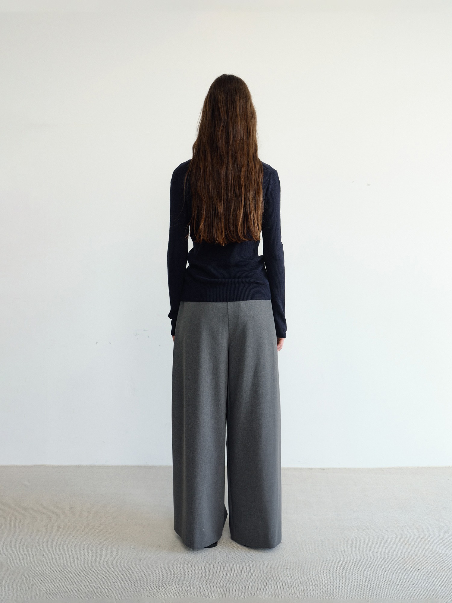 Grove Wool Wide Slacks [Gray]