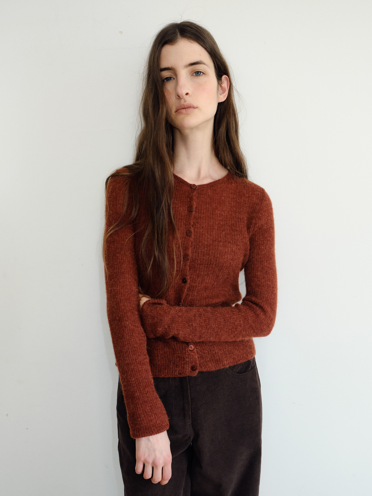 Elio Wool Knit Cardigan [Red]